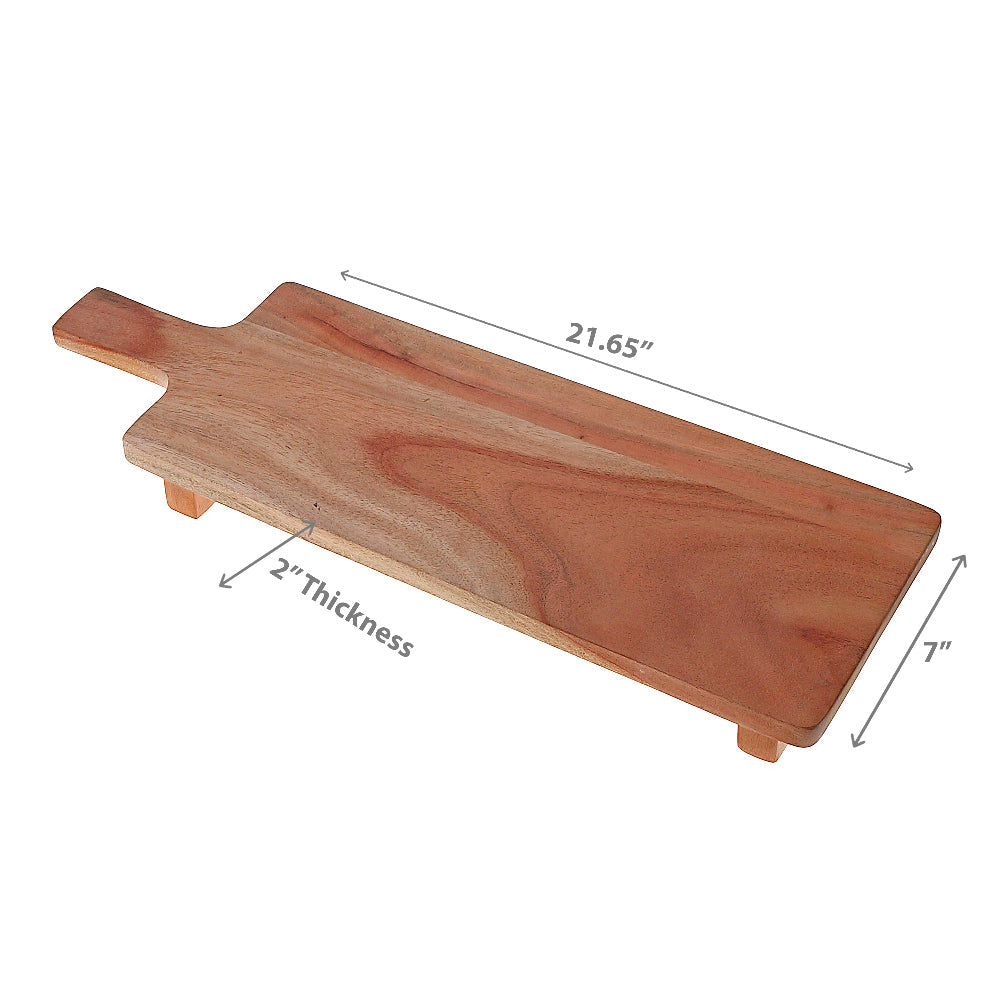 Acacia Wood Rectangle Serving Board with Stand, Cutting Board, Cheese Platter, Kitchen Tray, Party Entertaining Board