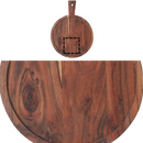 Custom Acacia Wood Round Serving Tray With Handle