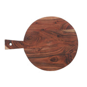 Acacia Wood Round Serving Tray with Handle, Kitchen Platter, Cheese Board, Party Tray, Entertaining Board