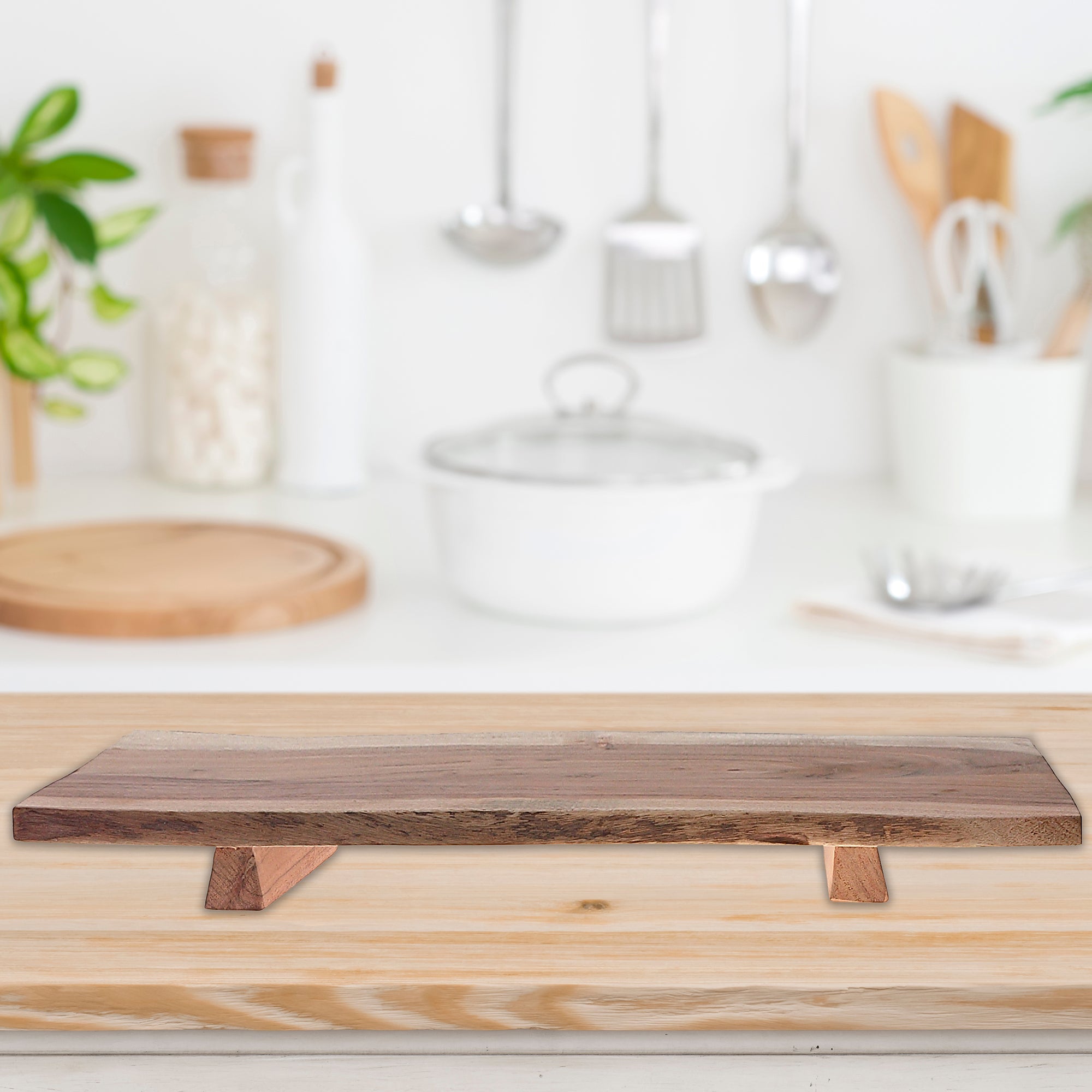 Acacia Wood Live Edge Serving Board Rustic Natural Kitchen Serving Platter
