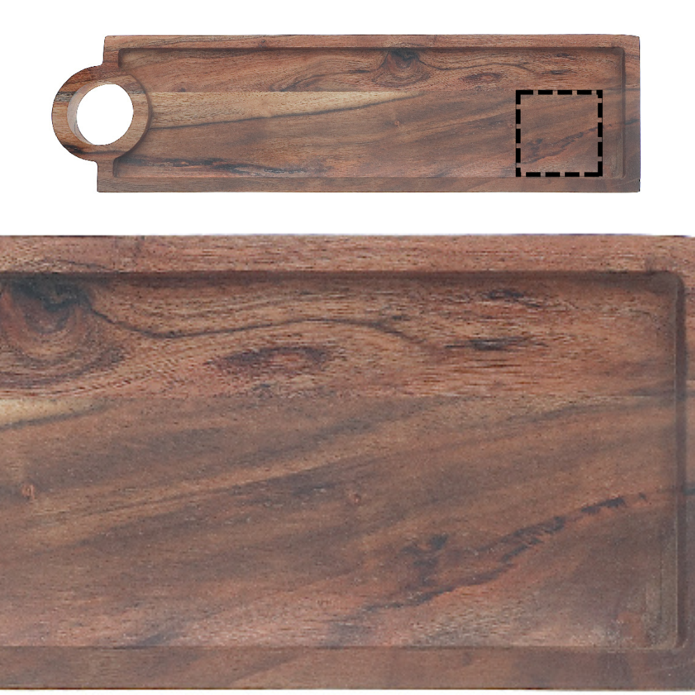 Custom Acacia Wood Rectangle Serving Tray With Handle, Wooden Serving Tray, Kitchen Serving Tray