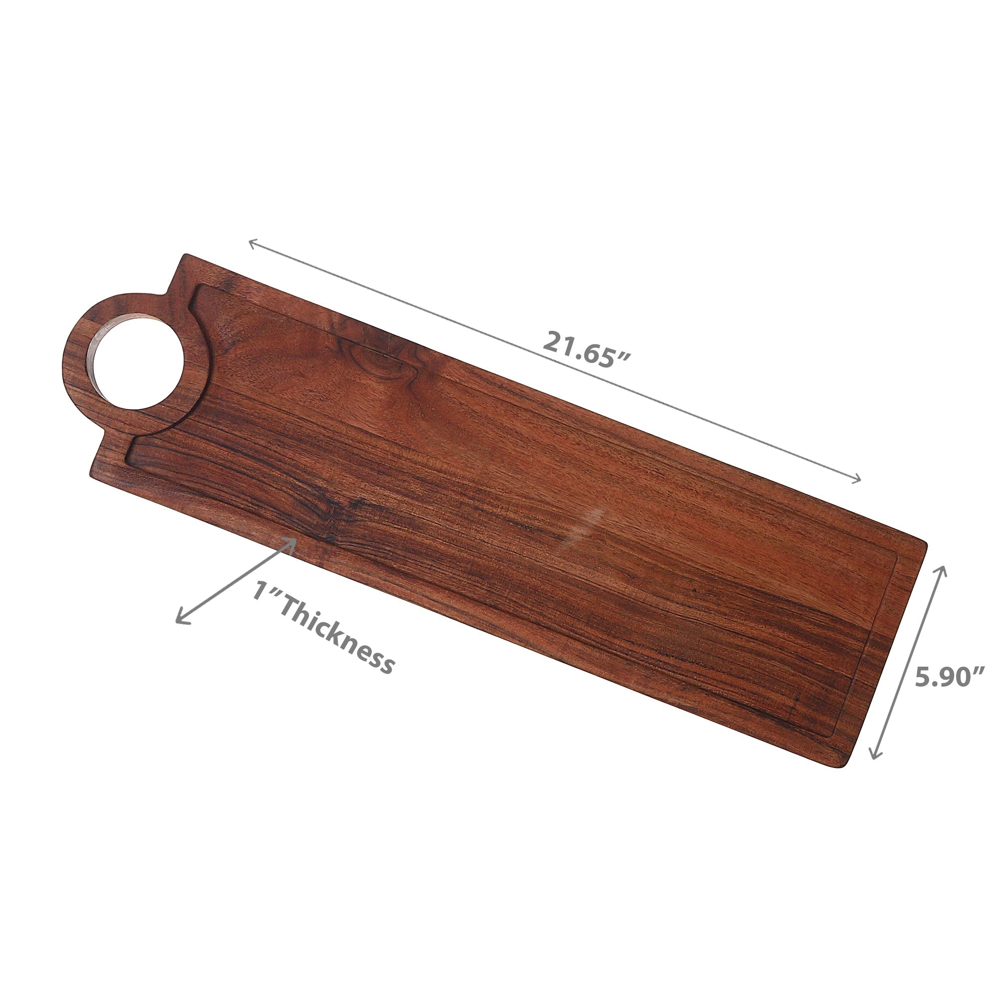 Acacia Wood Rectangular Serving Tray With Handle Decorative Kitchen Serving Tray