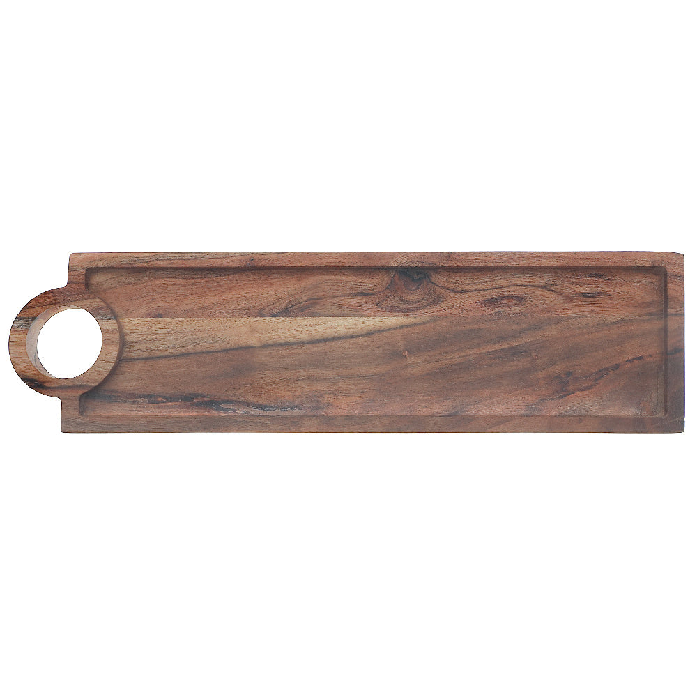 Custom Acacia Wood Rectangle Serving Tray With Handle, Wooden Serving Tray, Kitchen Serving Tray