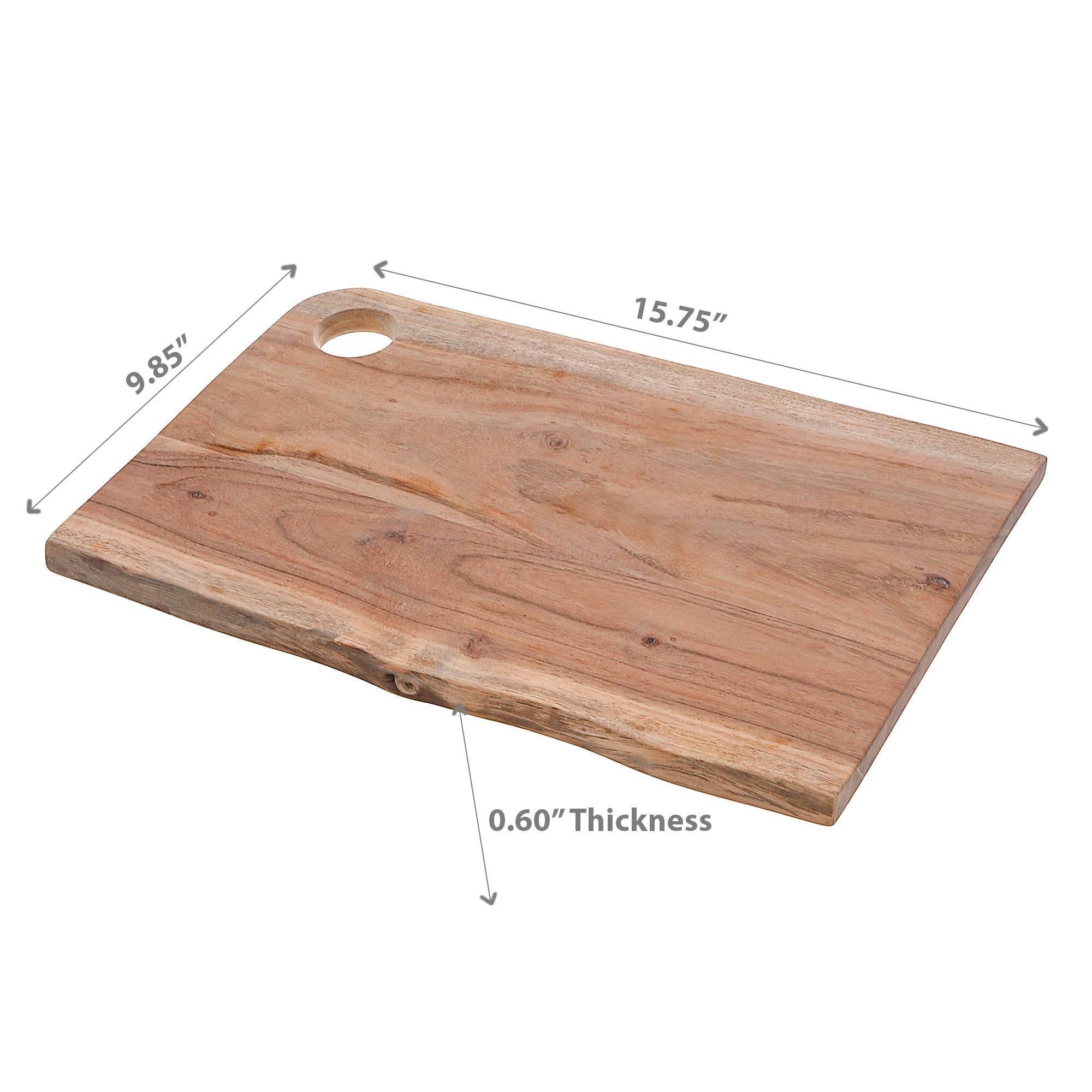 Acacia Wood Live Edge Serving Board With Round Handle Rustic Kitchen Serving Platter
