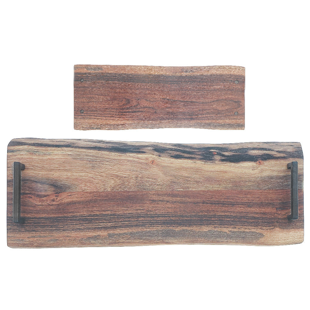 Custom Acacia Wood Live Edge Serving Board With Iron Handles, Charcuterie Board, Kitchen Serving Board