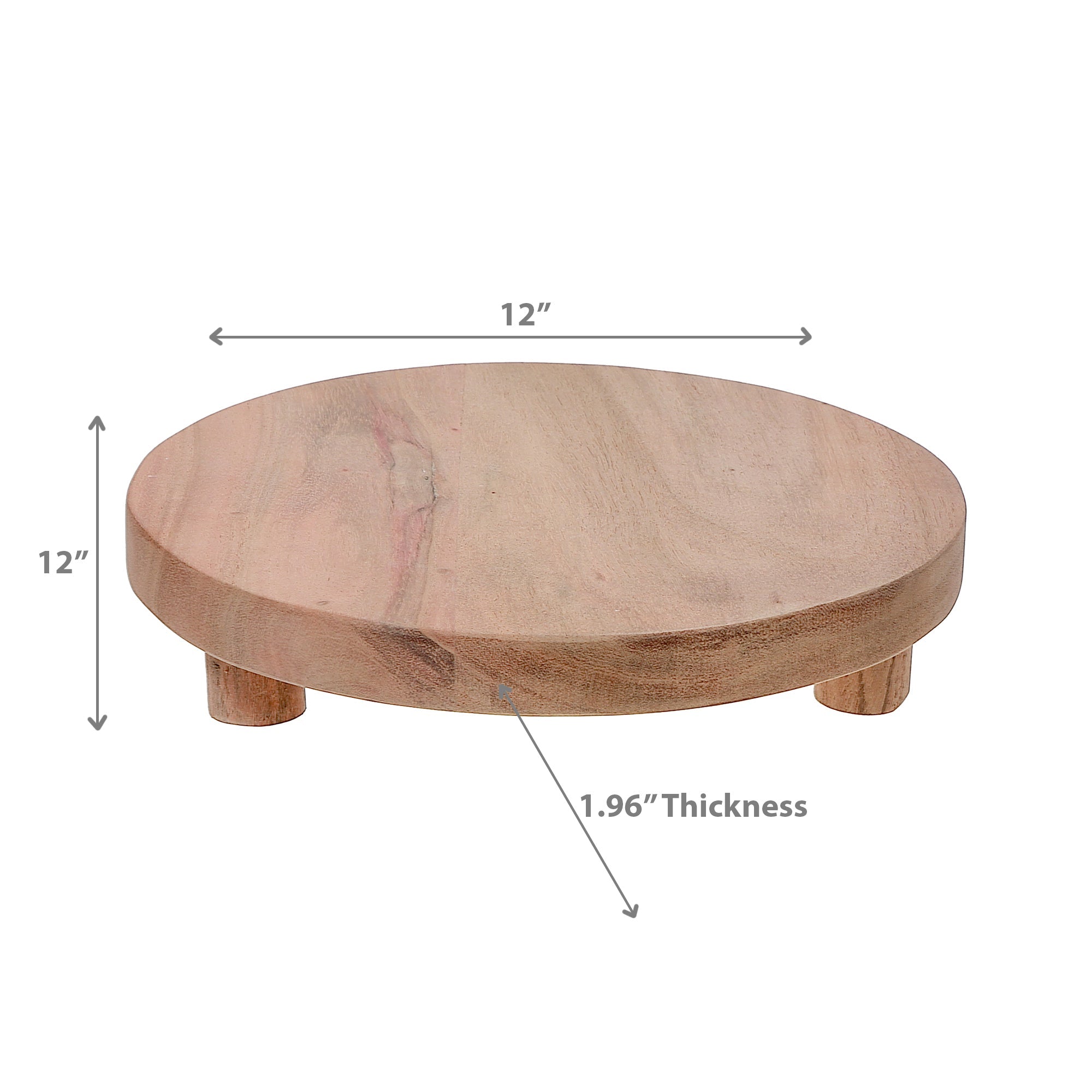 Acacia Wood Round Table Riser, Rustic Kitchen Display Stand, Serving Tray Riser