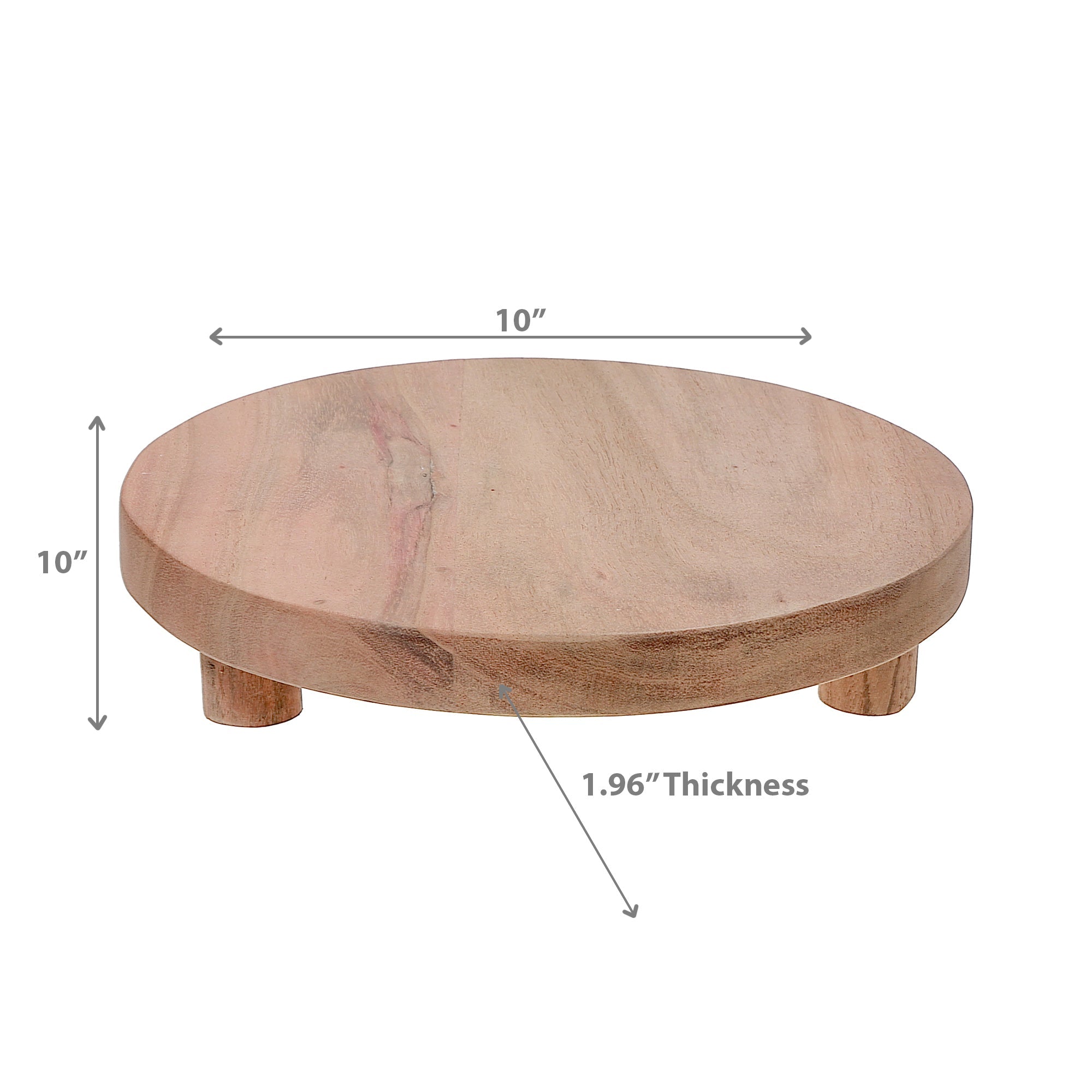 Acacia Wood Round Table Riser, Rustic Kitchen Display Stand, Serving Tray Riser