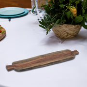 Acacia Wooden Live Edge Beveled Serving Board with Handles – Rustic Kitchen Serving Board