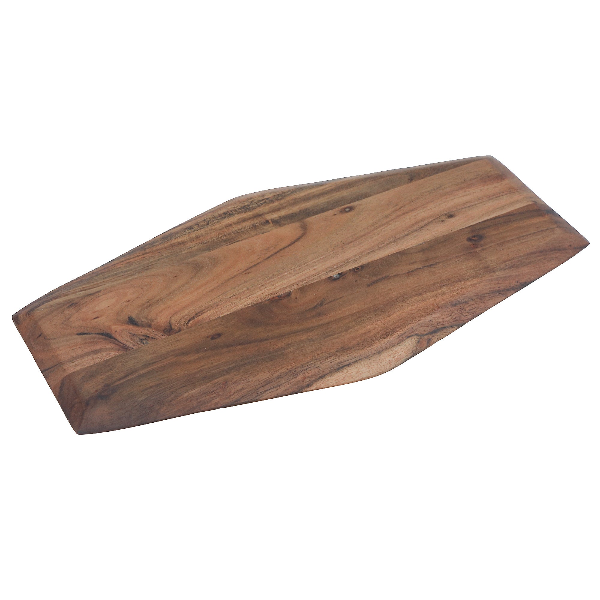 Acacia Wooden Serving Board with Tapered Edges – Kitchen Cheese or Charcuterie Board