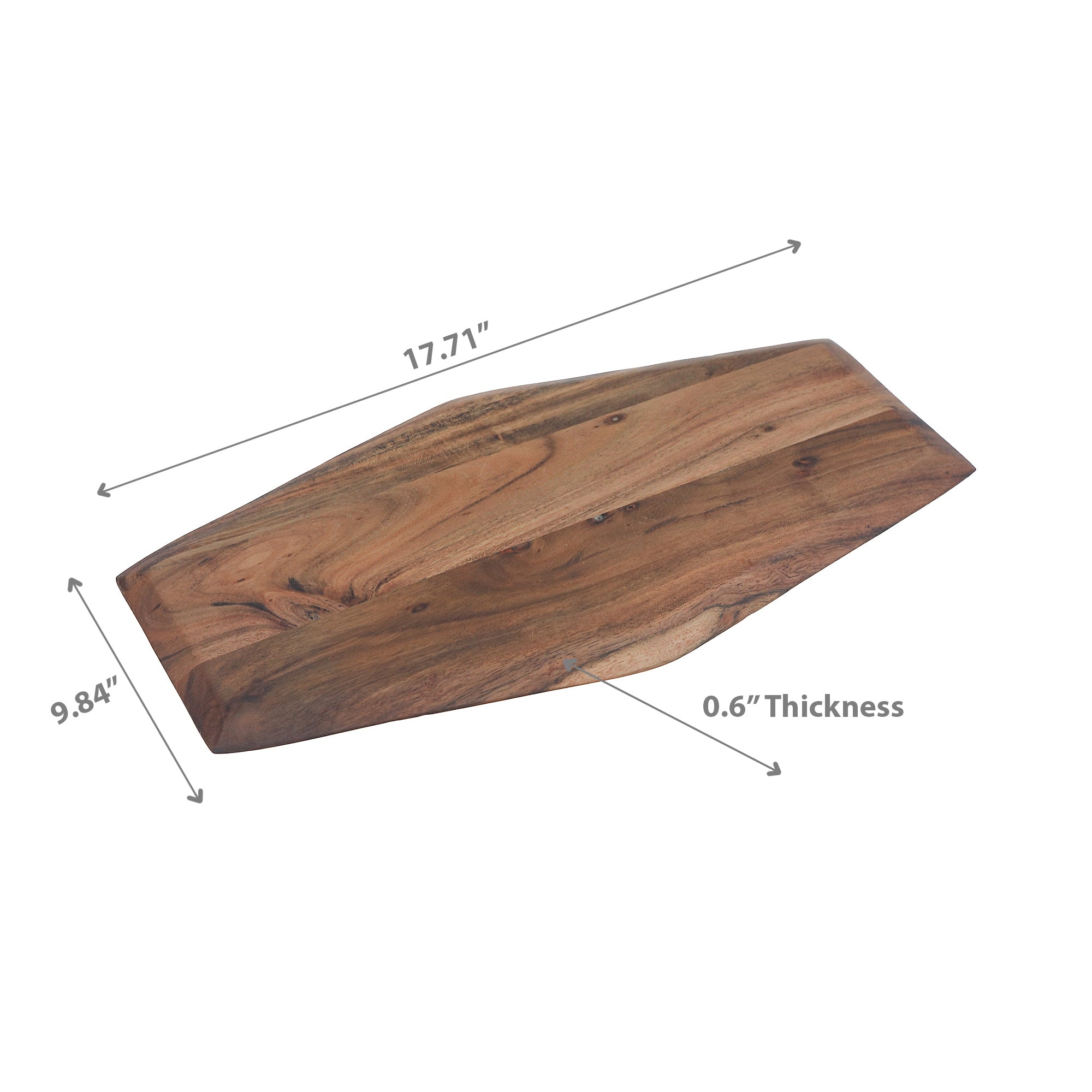Acacia Wooden Serving Board with Tapered Edges – Kitchen Cheese or Charcuterie Board