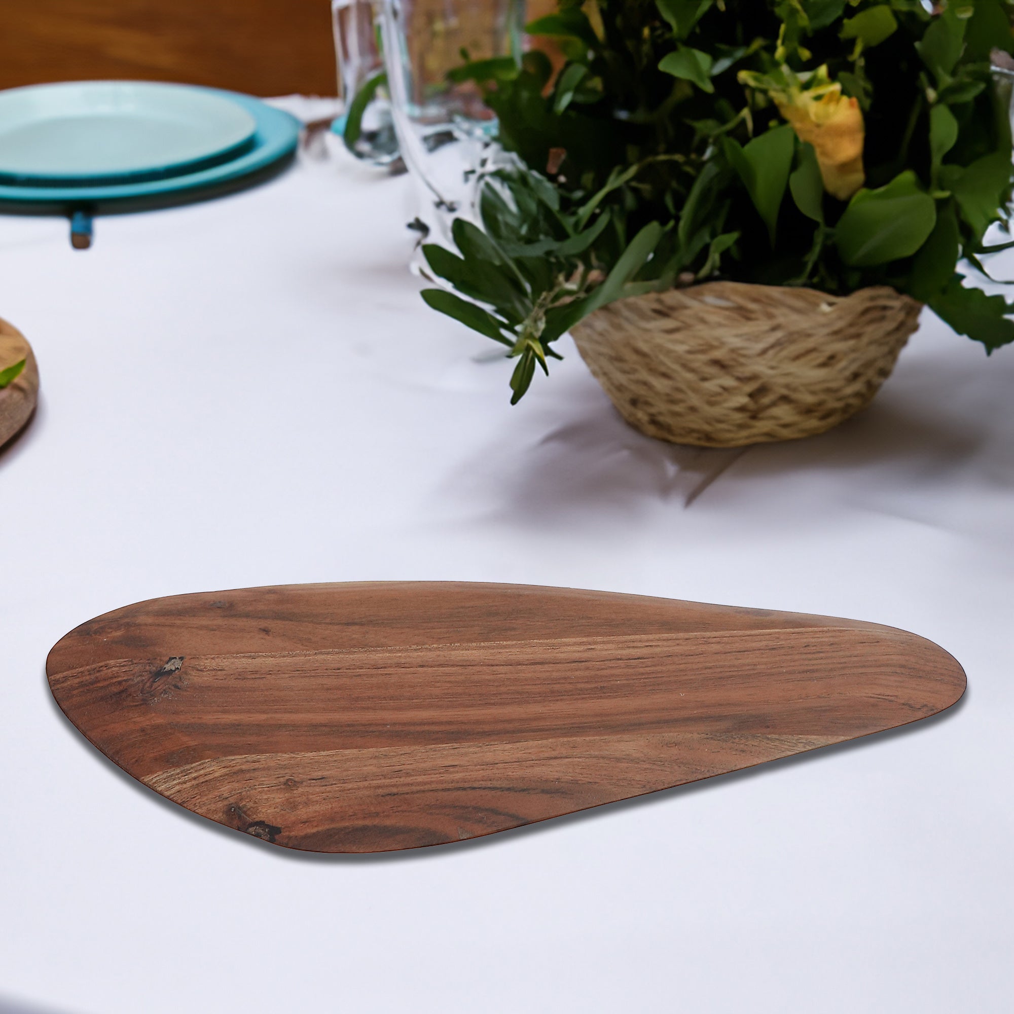 Acacia Wooden Curved Triangle Serving Board – Kitchen Cheese or Charcuterie Board
