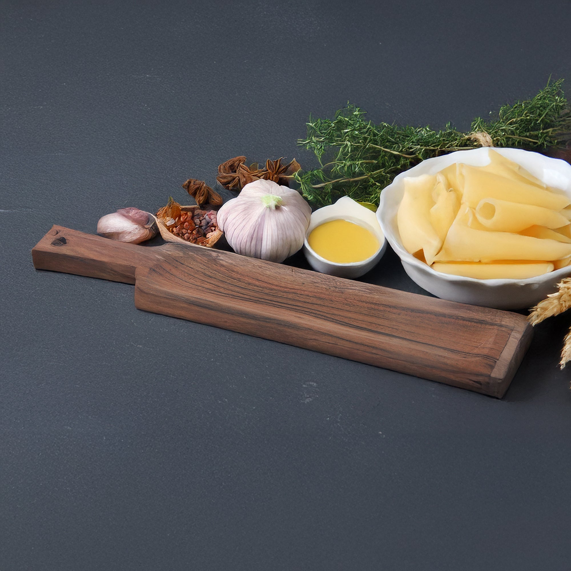 Long Acacia Wood Serving Board with Durable Oiled Finish