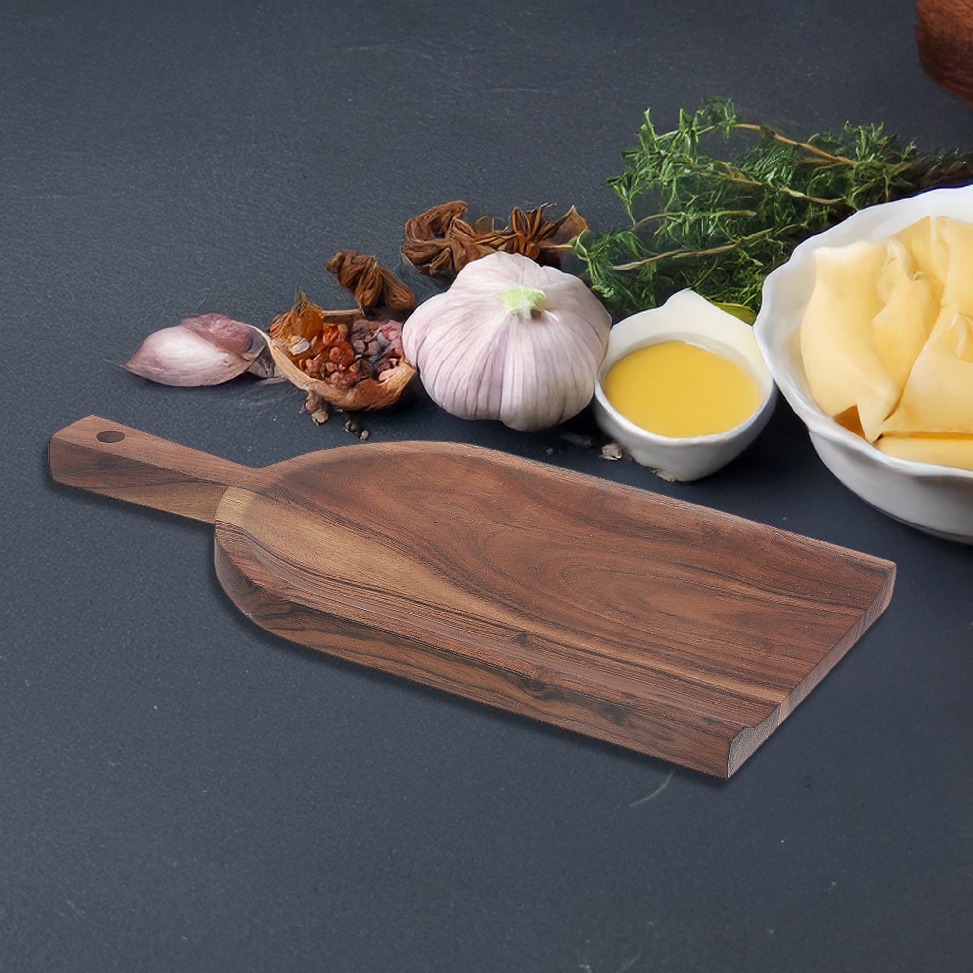 Shovel-Shaped Acacia Wood Serving Board with Natural Oil Finish