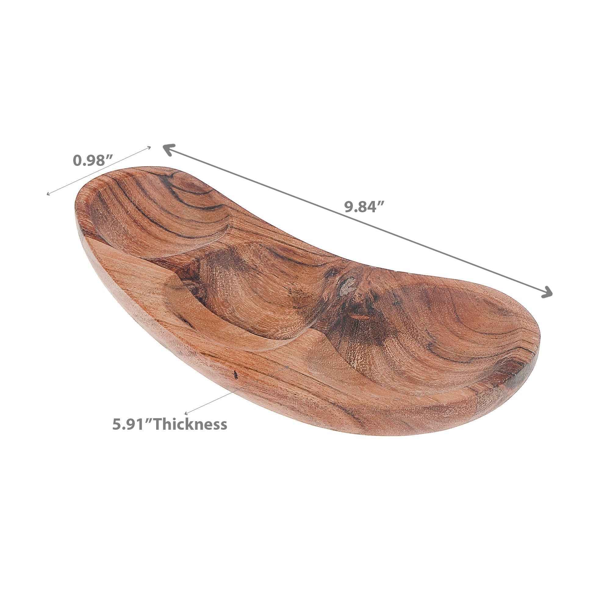 Acacia Oiled Wooden 3 Section Dish Small, Small Acacia Wood Divided Serving Dish, 3 Section Snack Tray, Rustic Appetizer Platter
