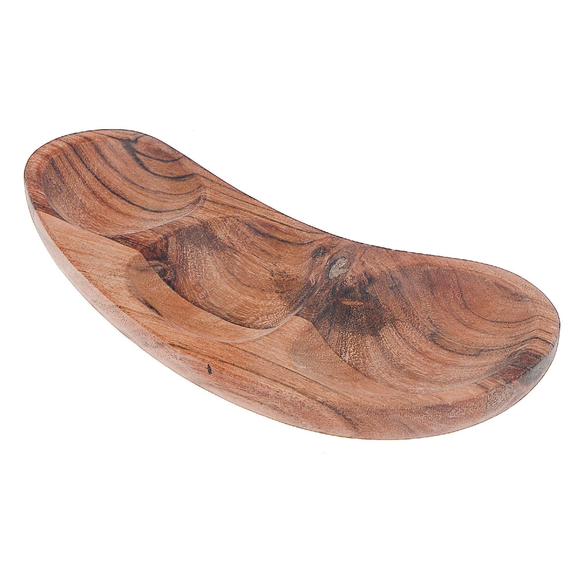 Acacia Oiled Wooden 3 Section Dish Small, Small Acacia Wood Divided Serving Dish, 3 Section Snack Tray, Rustic Appetizer Platter