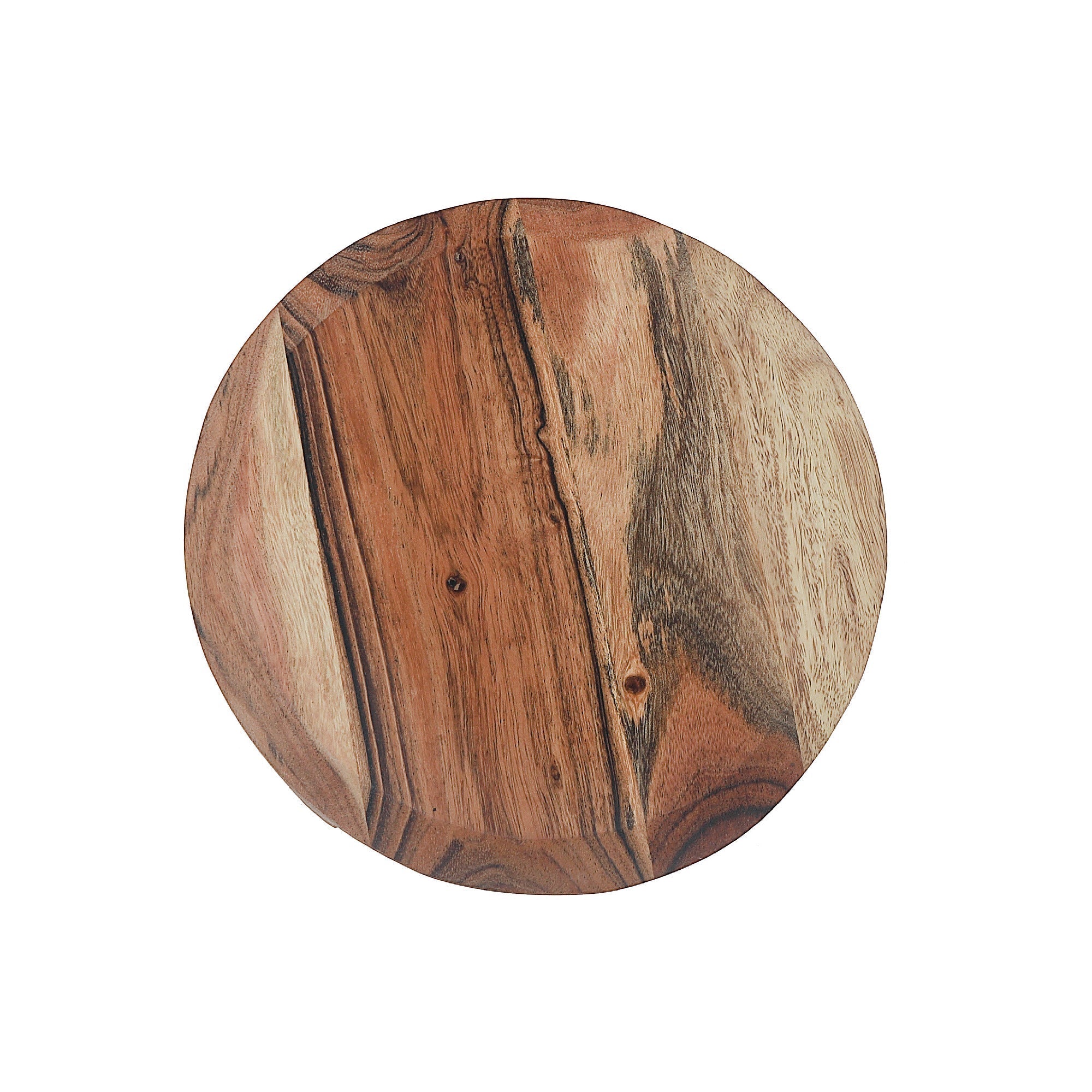 Acacia Oiled Wooden Round Beveled Edge Table Riser, Acacia Wood Table Riser, Round Beveled Edge Display Stand, Rustic Kitchen Countertop Organizer