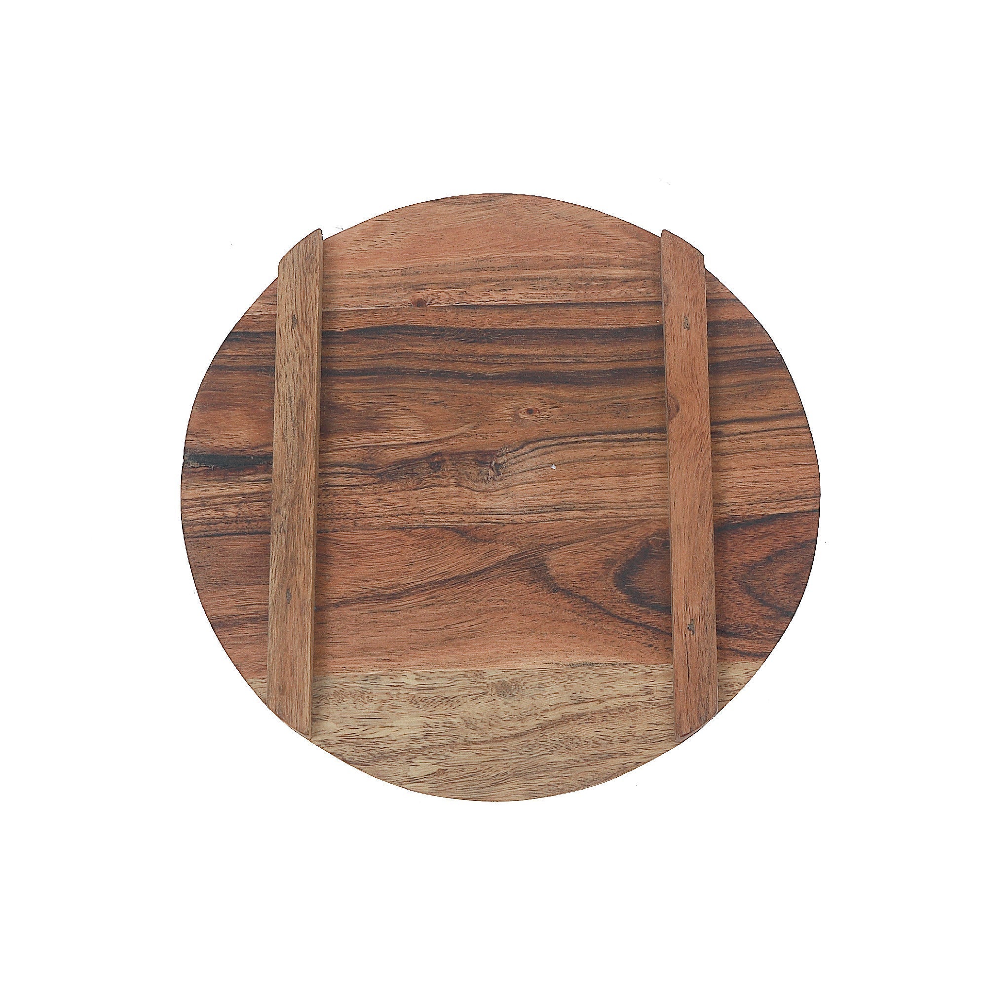 Acacia Oiled Wooden Round Beveled Edge Table Riser, Acacia Wood Table Riser, Round Beveled Edge Display Stand, Rustic Kitchen Countertop Organizer