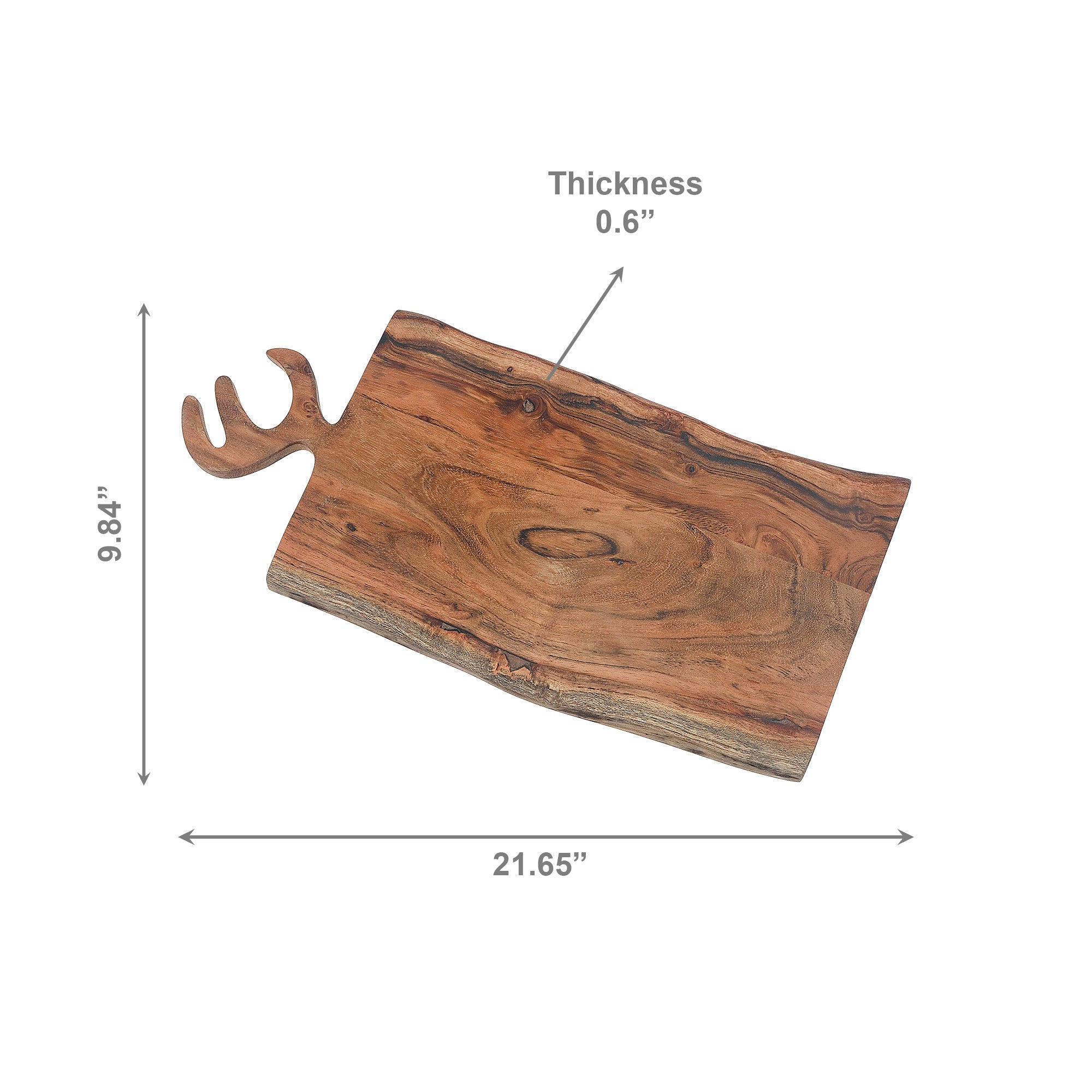 Large Acacia Wood Live Edge Chopping Board with Protective Oil Finish