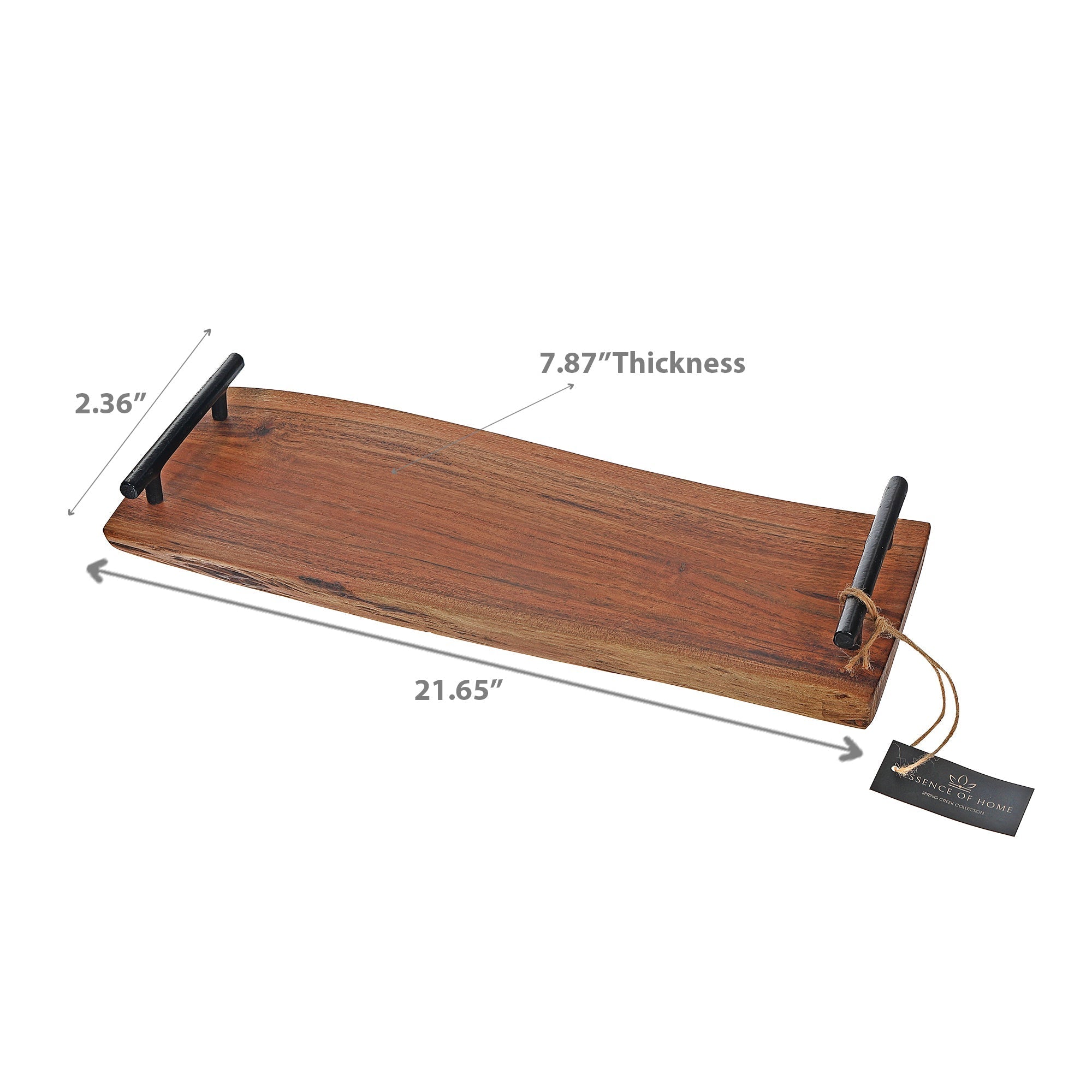 Acacia Wood Live Edge Serving Board With Iron Handles Rustic Kitchen Serving Platter