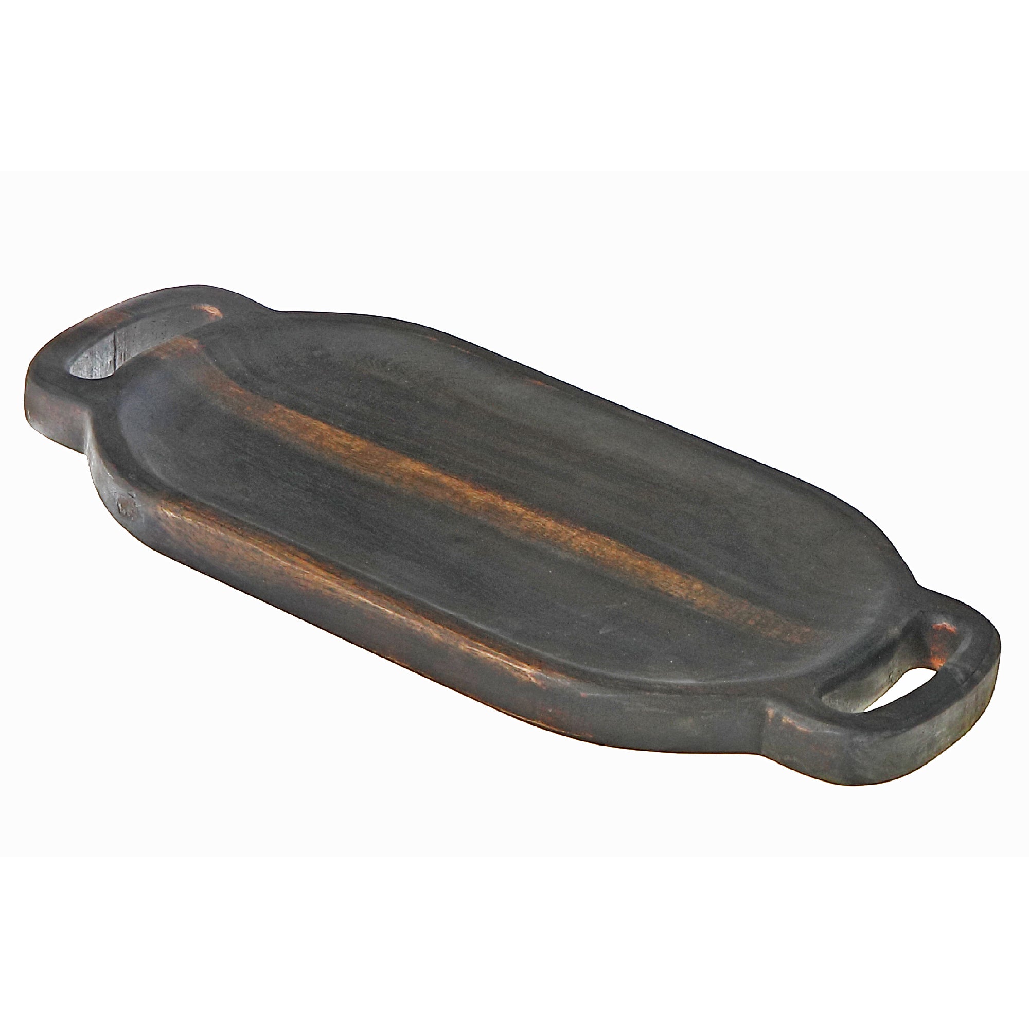 Oval Acacia Wood Serving Tray Featuring Double Handles for Easy Carrying