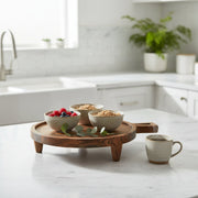 Round Acacia Wood Table Riser for Display or Elevation
