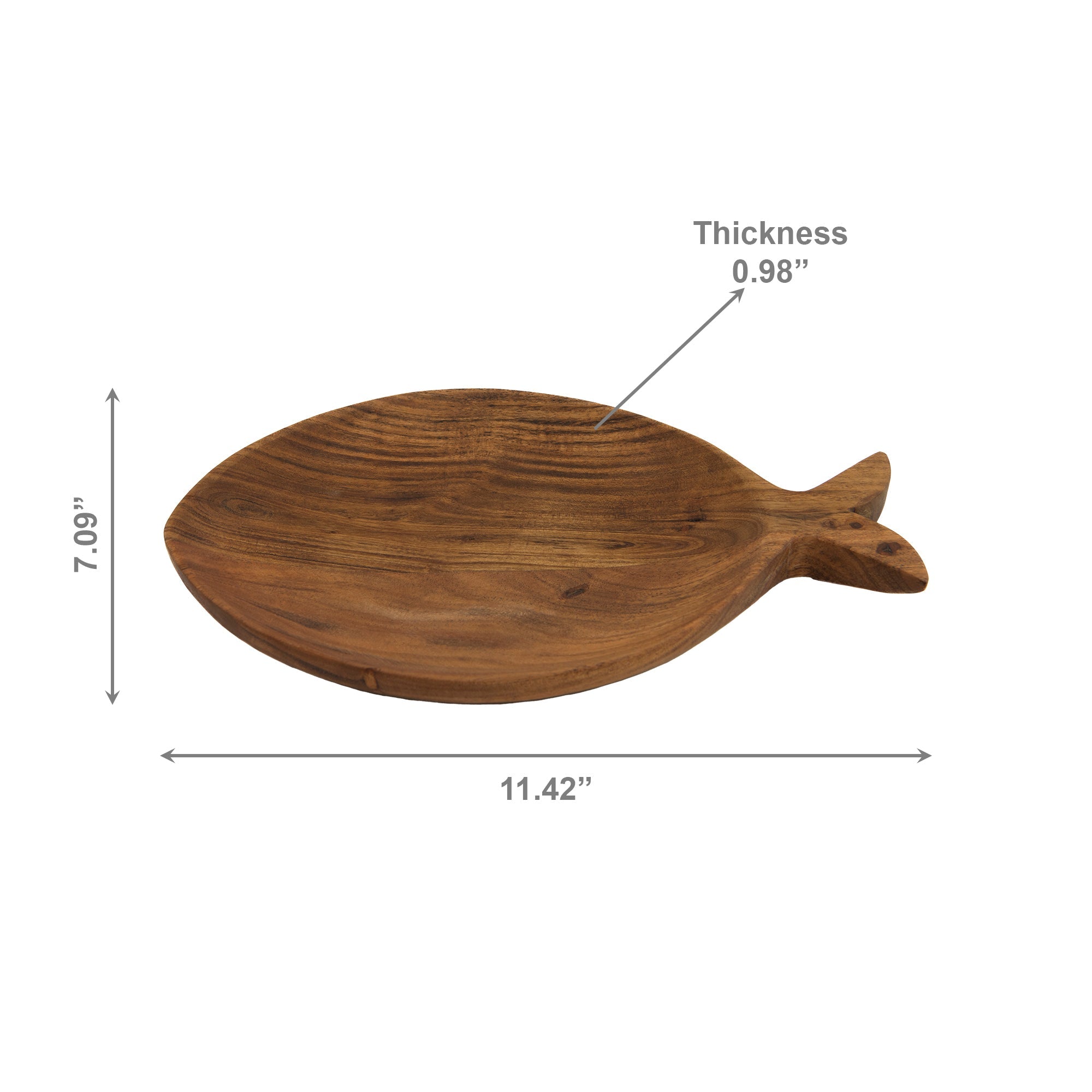 Fish-Shaped Acacia Wood Serving Tray with Smooth Finish