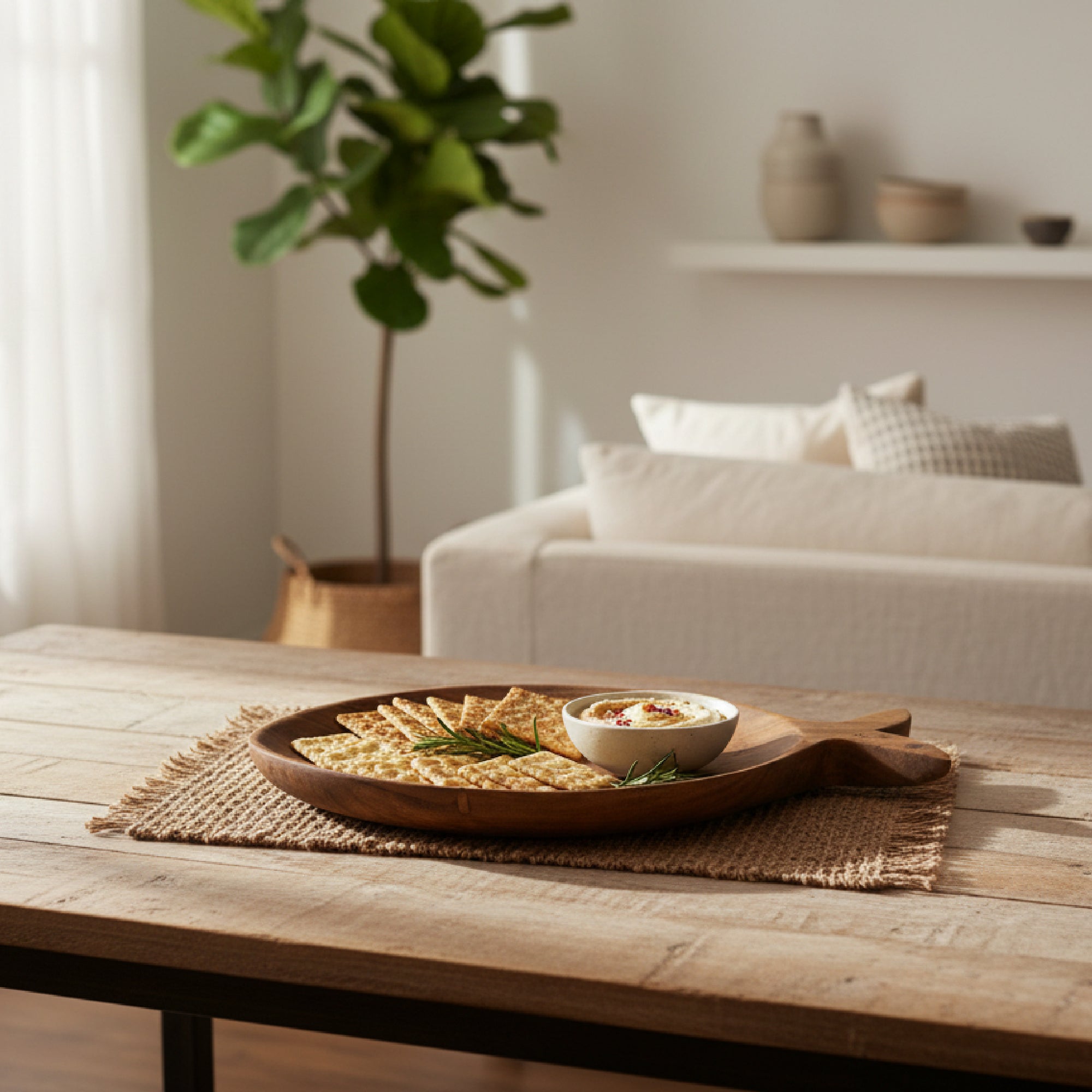 Fish-Shaped Acacia Wood Serving Tray with Smooth Finish