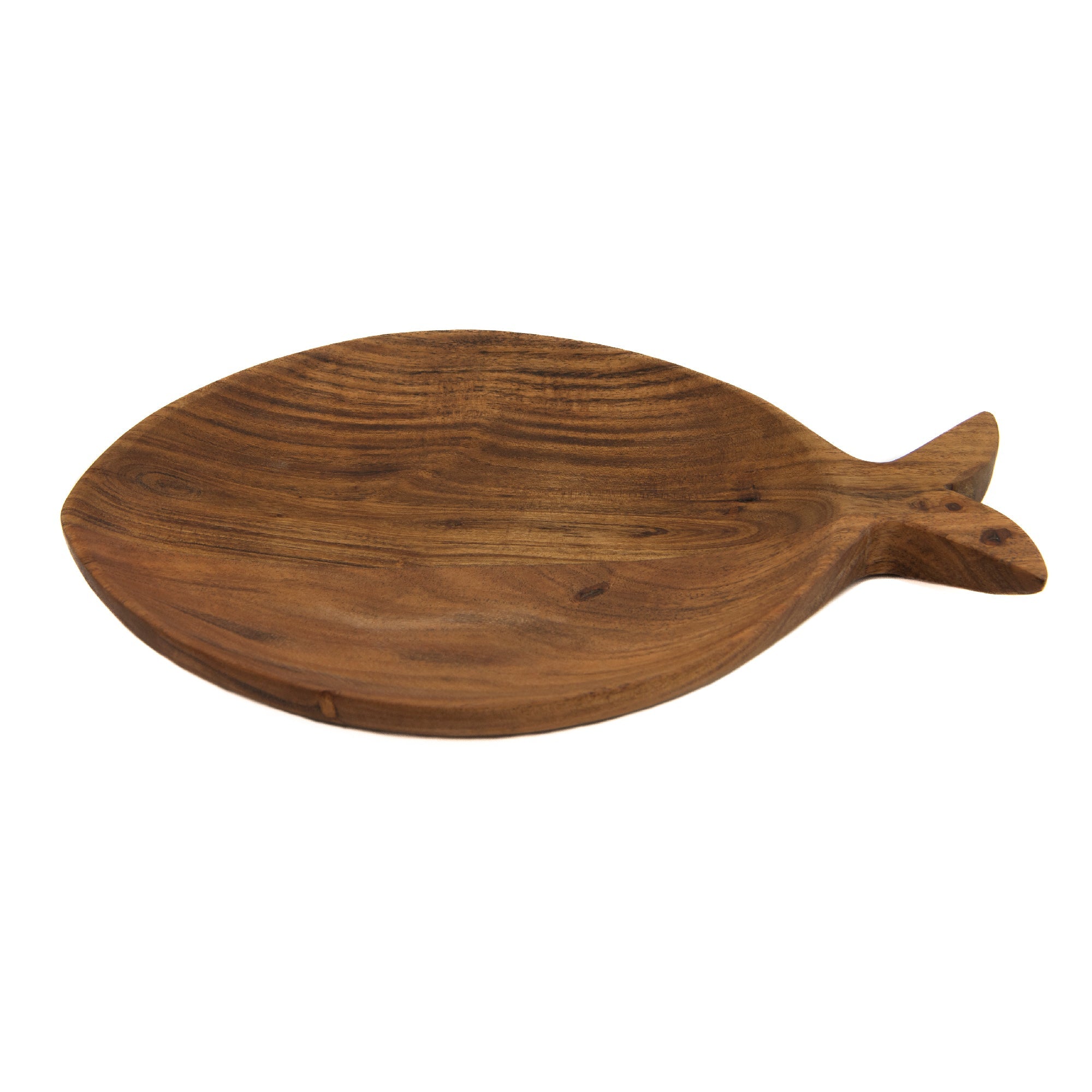 Fish-Shaped Acacia Wood Serving Tray with Smooth Finish