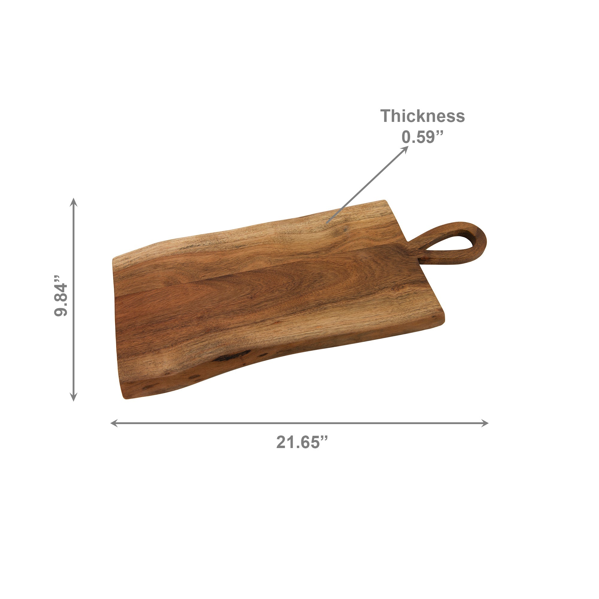Acacia Wood Chopping Board with Live Edge and Teardrop Handle