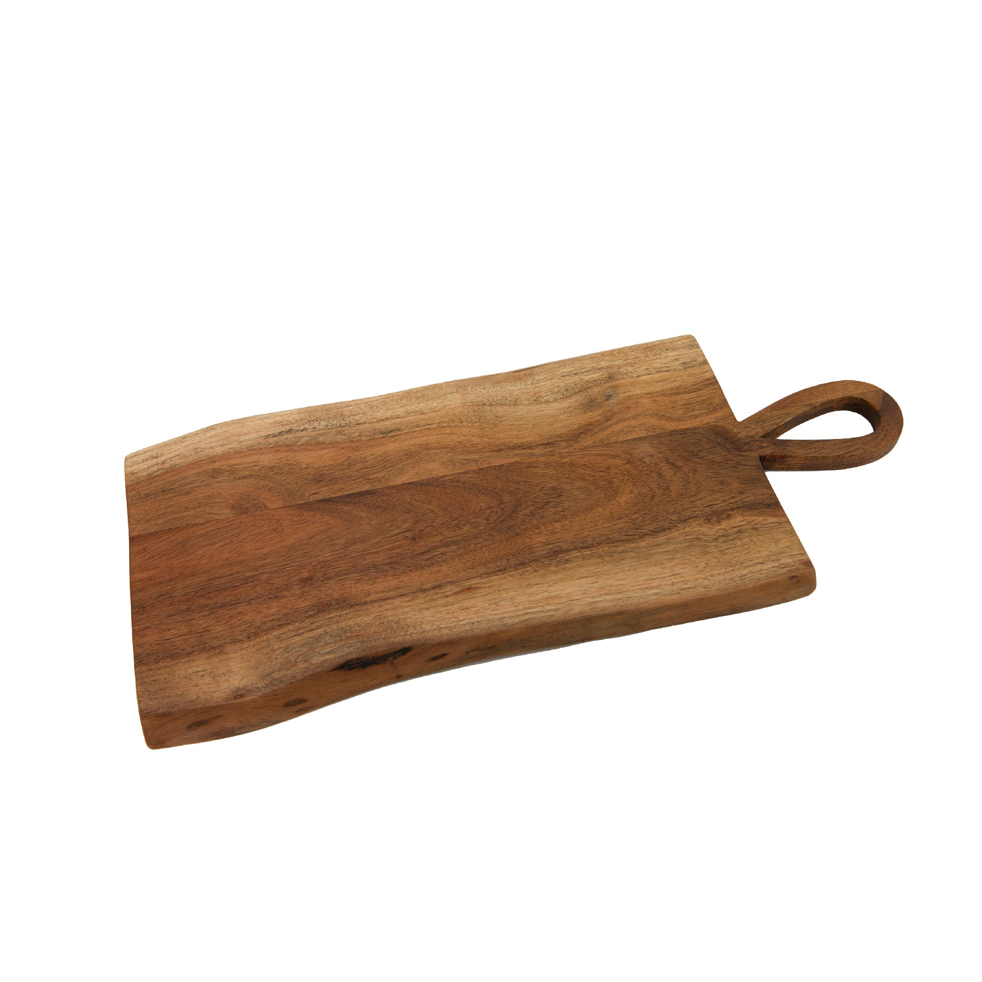Acacia Wood Chopping Board with Live Edge and Teardrop Handle