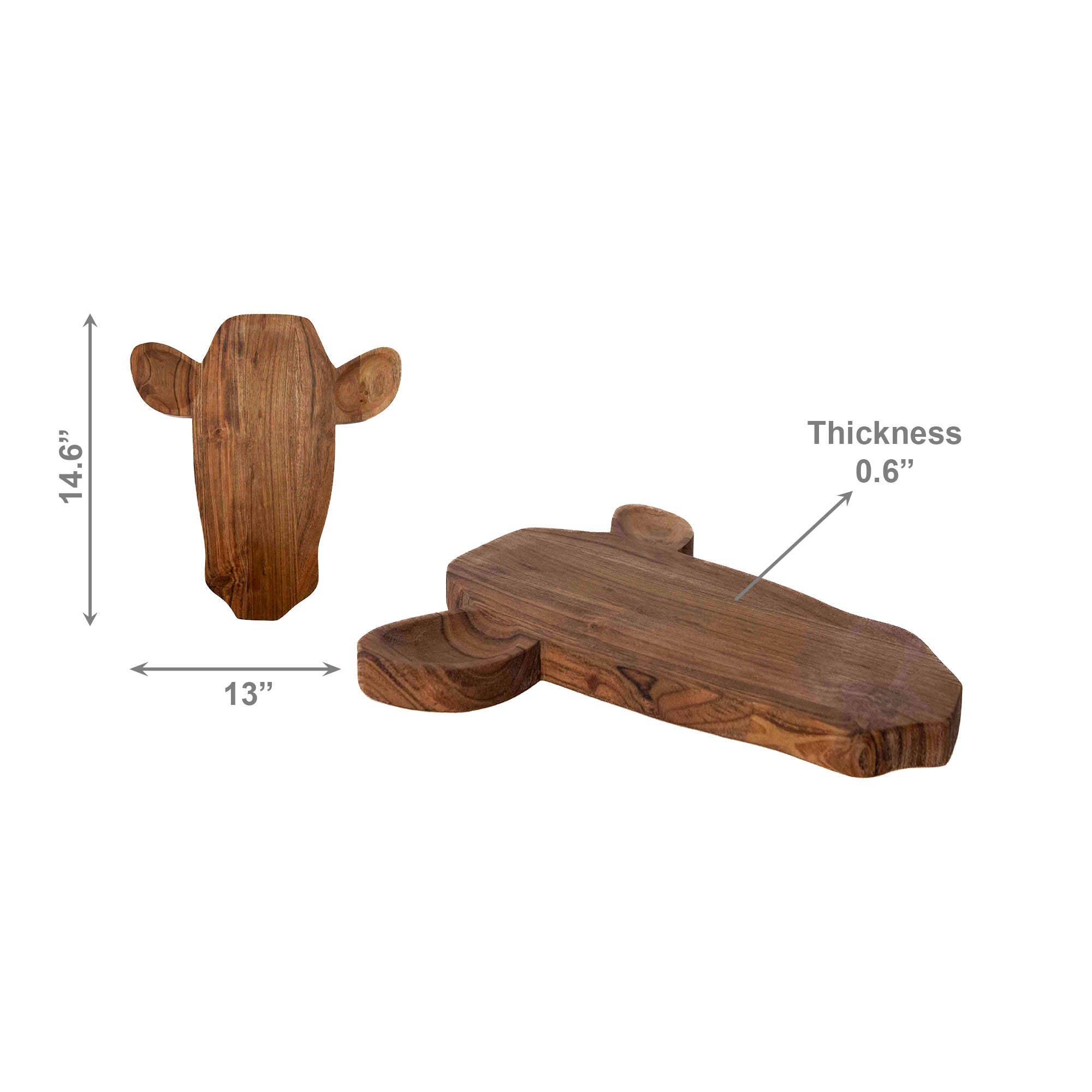 Cow Head-Shaped Acacia Wood Decorative Serving Board