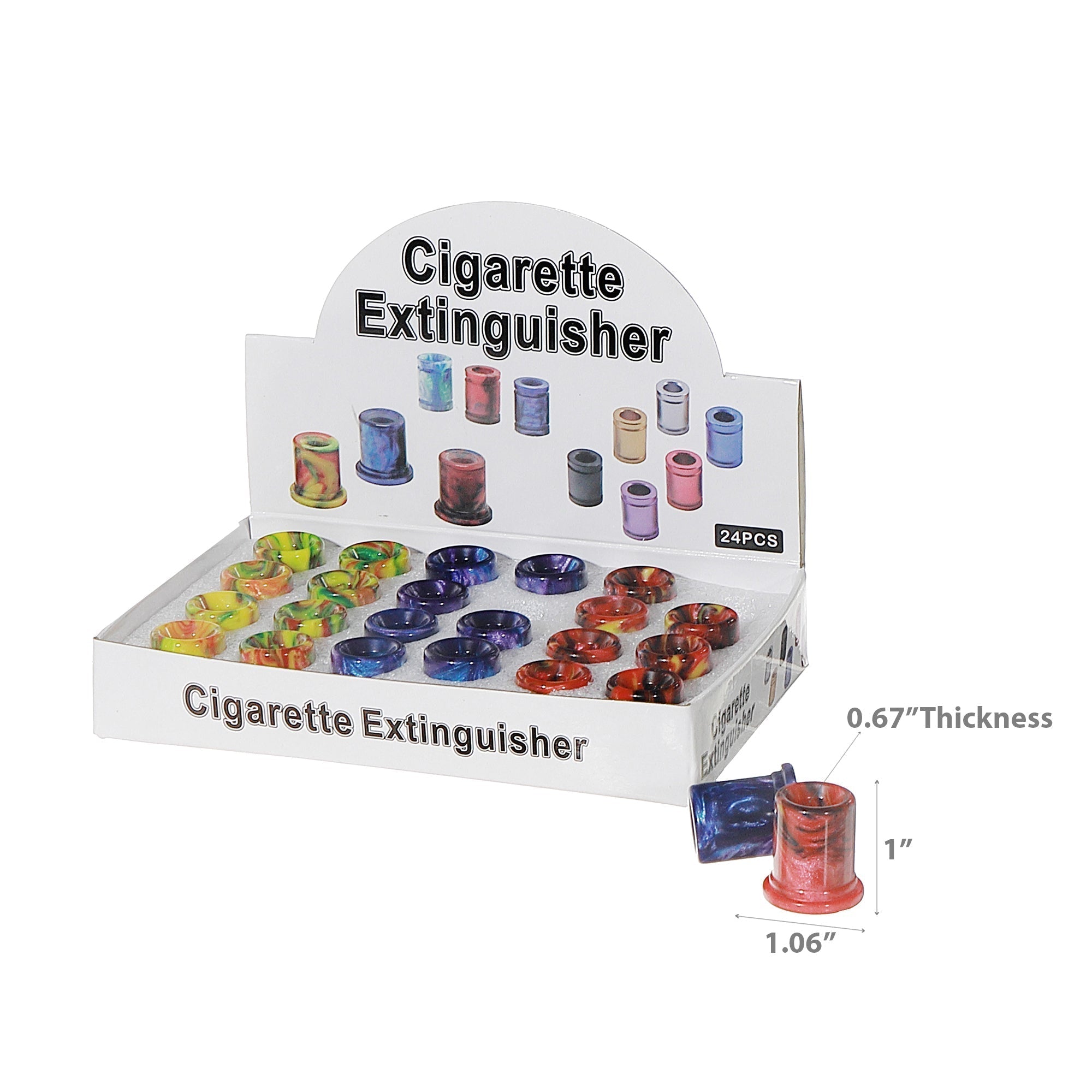 Resin Cigarette Extinguisher Assorted Designs Counter Display Set of 24 Smoking Accessory