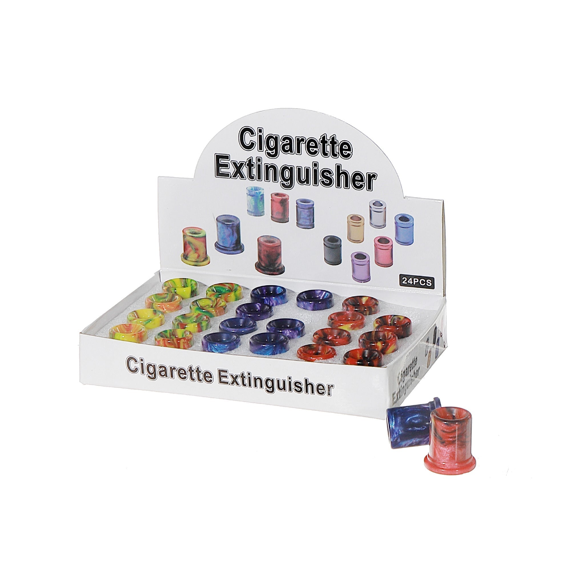 Resin Cigarette Extinguisher Assorted Designs Counter Display Set of 24 Smoking Accessory