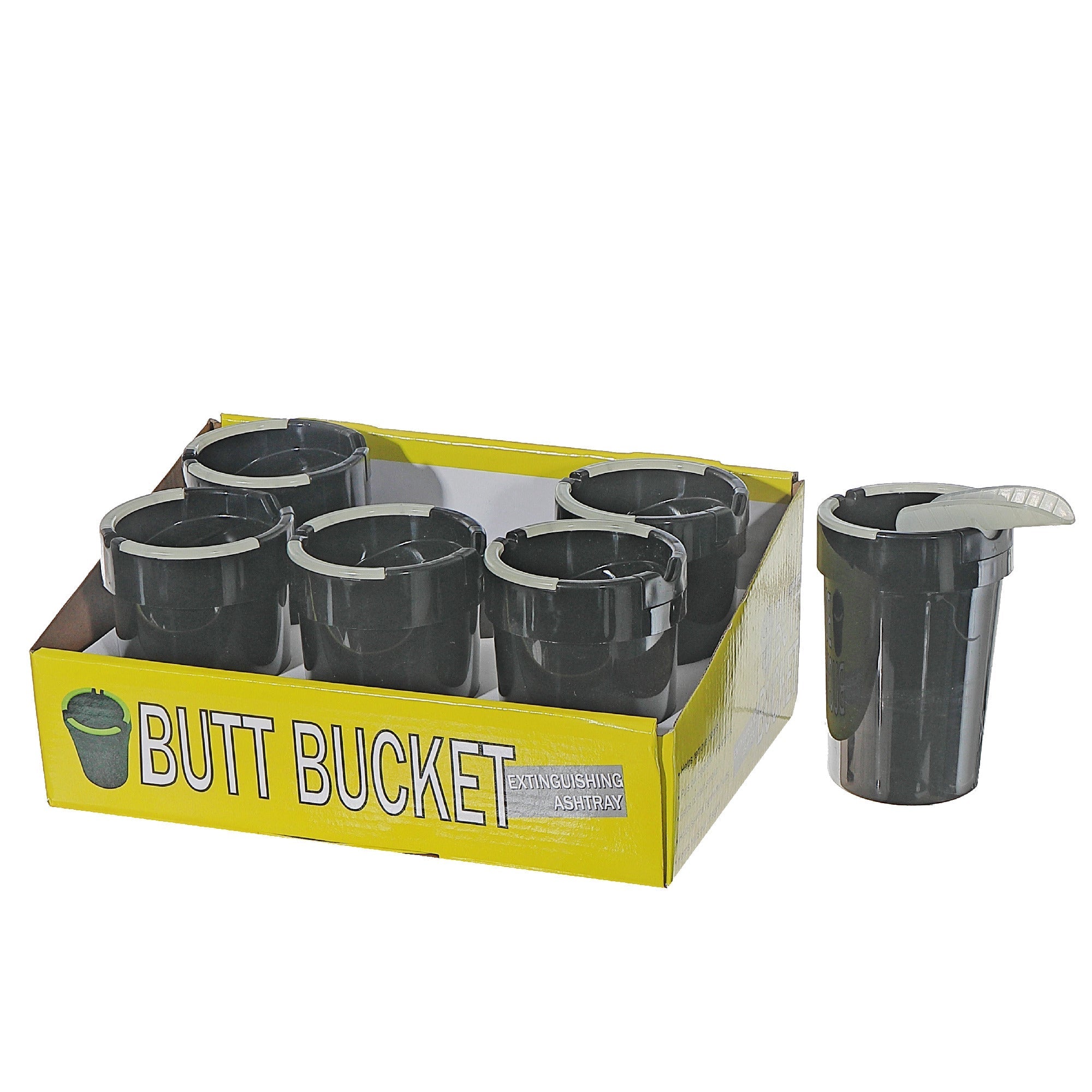 Glow in the Dark Butt Bucket Outdoor Ashtray Assorted Designs Set of 6 Patio Smoking Accessory