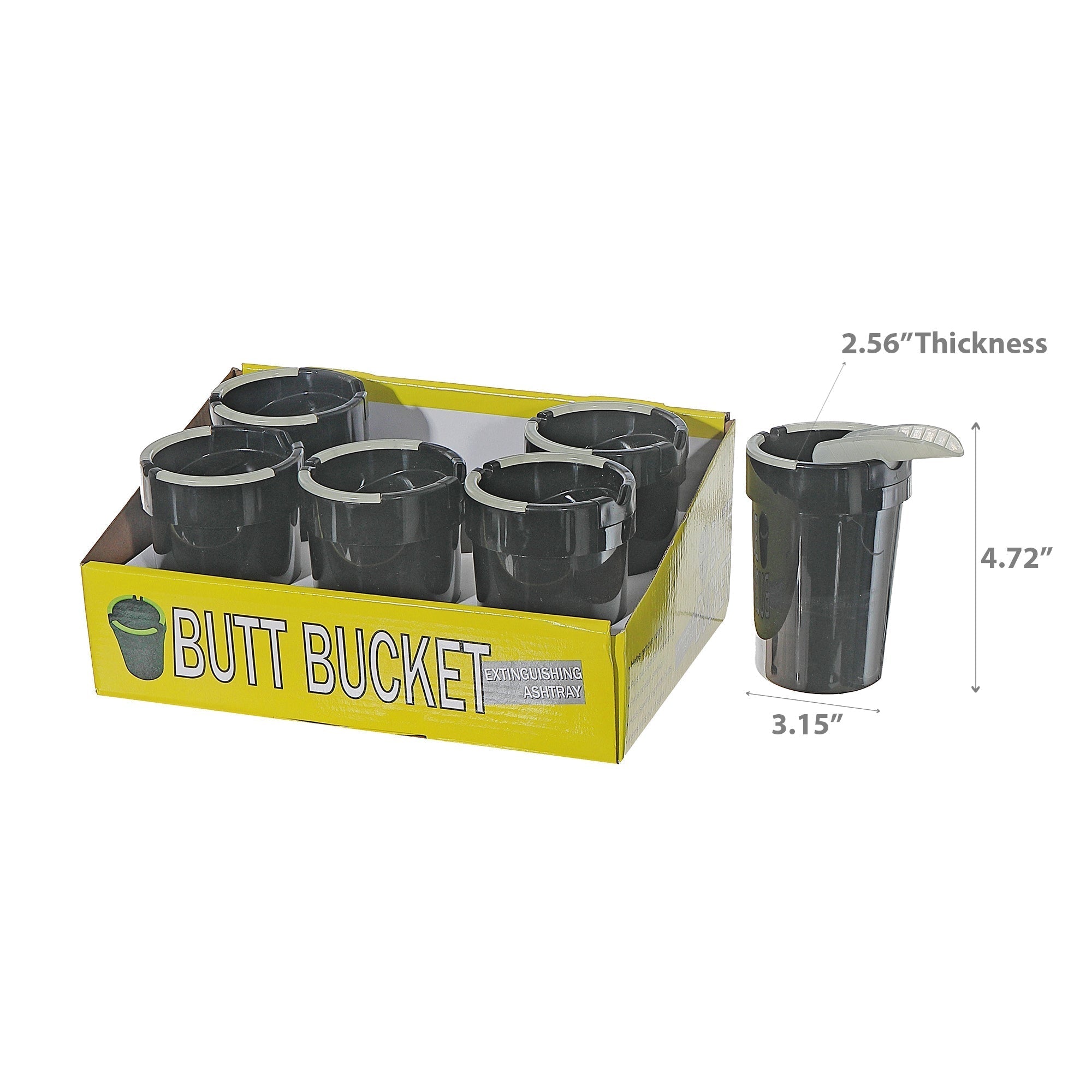 Glow in the Dark Butt Bucket Outdoor Ashtray Assorted Designs Set of 6 Patio Smoking Accessory