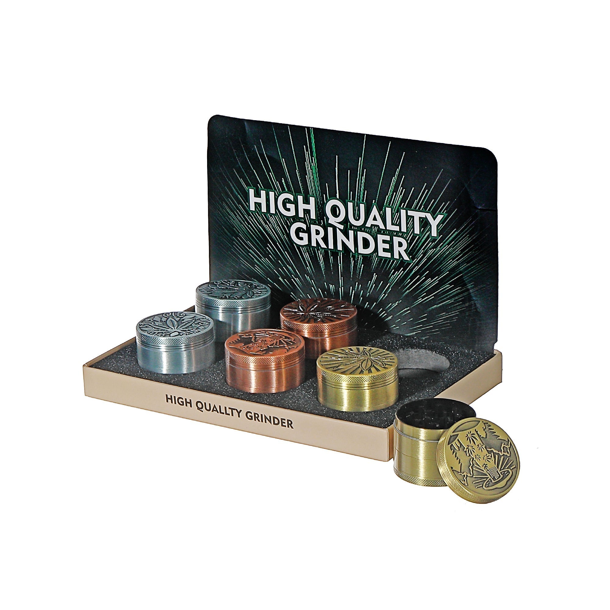 Metal Herb Grinder Assorted Designs Set of 6 Durable Aluminum Spice Crusher