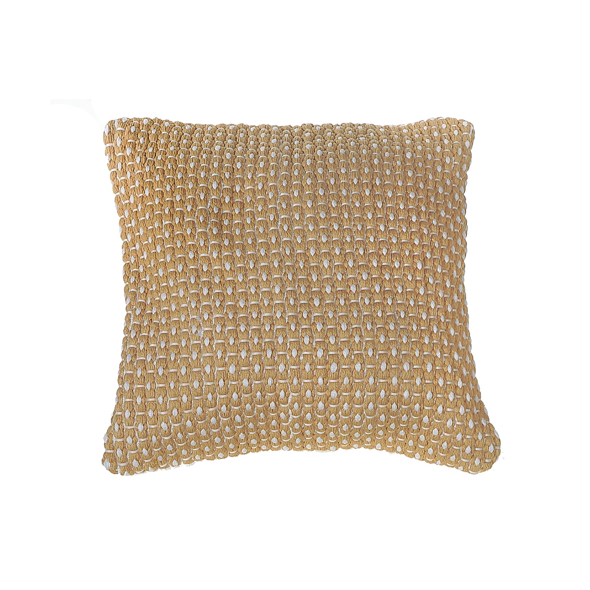 Microfibre Handloom Cushion Ochre Set Of 2, 18 X 18 Inch, Decorative Throw Pillow