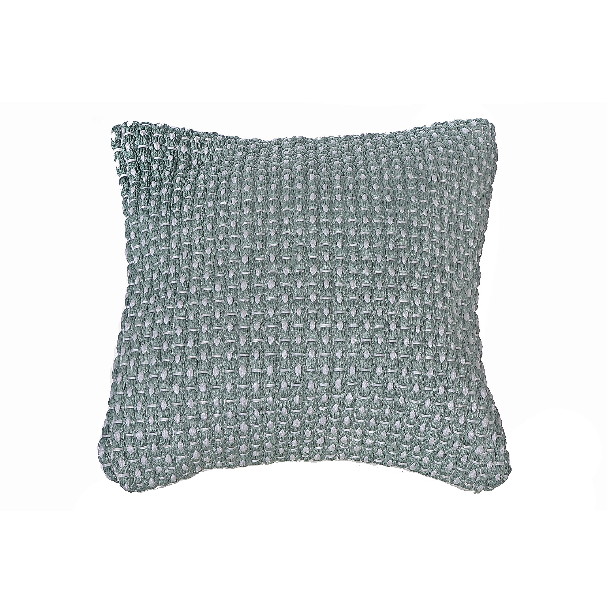 Microfibre Handloom Cushion Silt Green Set Of 2, 18 X 18 Inch, Decorative Throw Pillow