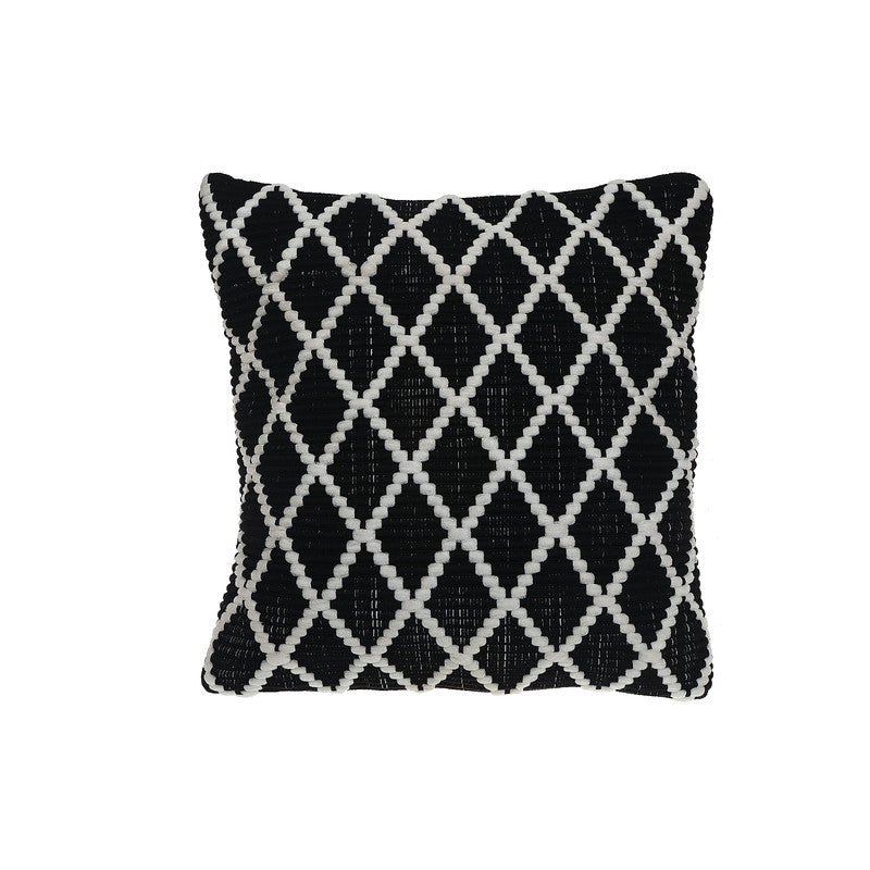 Ribbed Diamond Pattern Cushion Black Decorative Throw Pillow - Set of 2