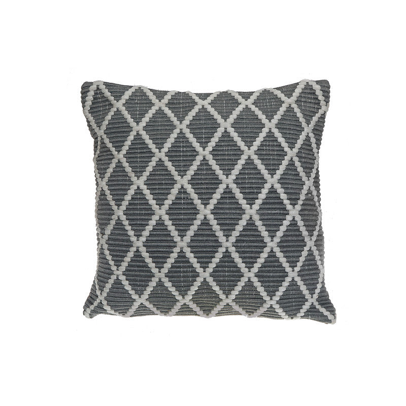 Ribbed Diamond Pattern Cushion Gray Decorative Throw Pillow - Set of 2
