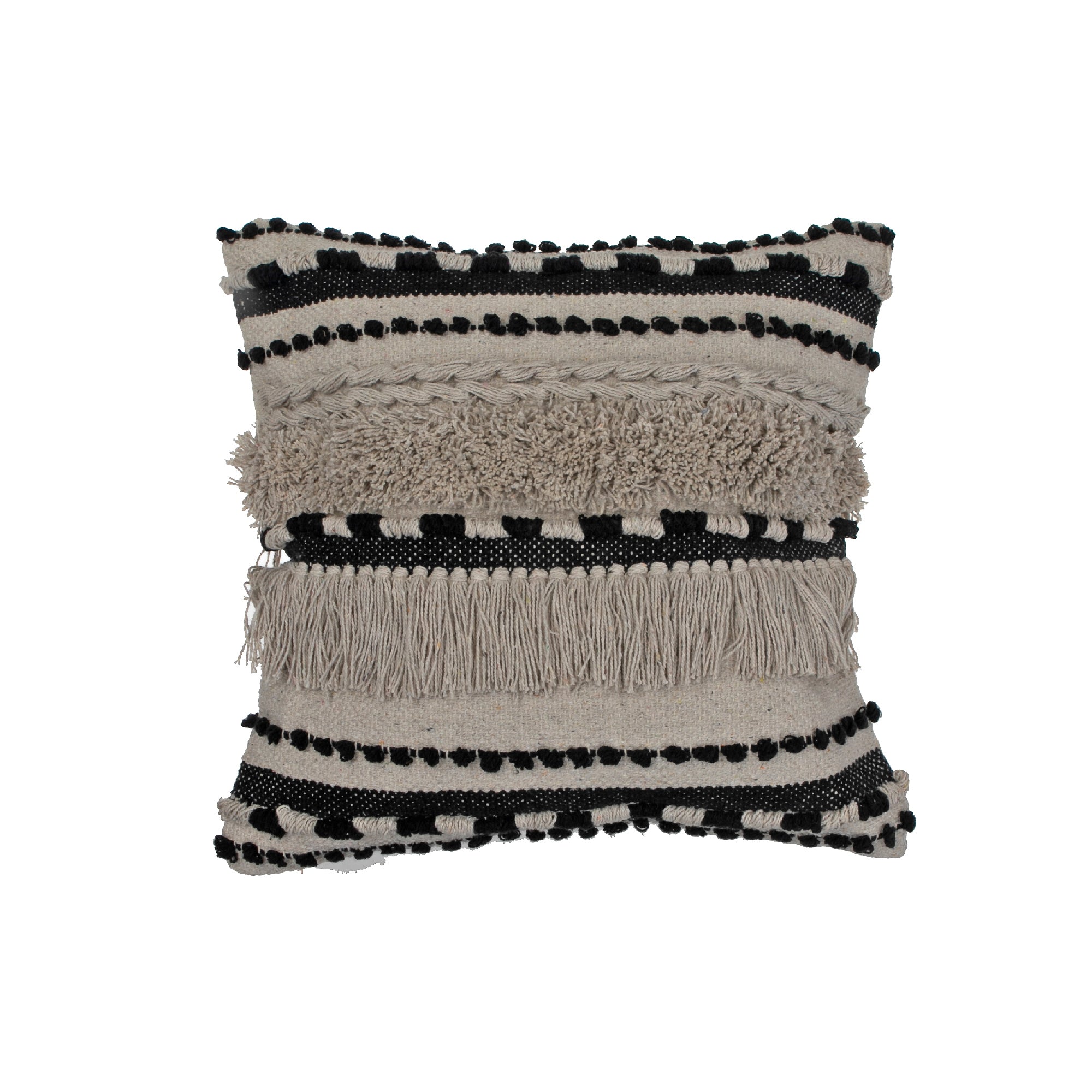 Cotton Handwoven Cushion Tousel Design - Set of 2 Decorative Throw Pillow