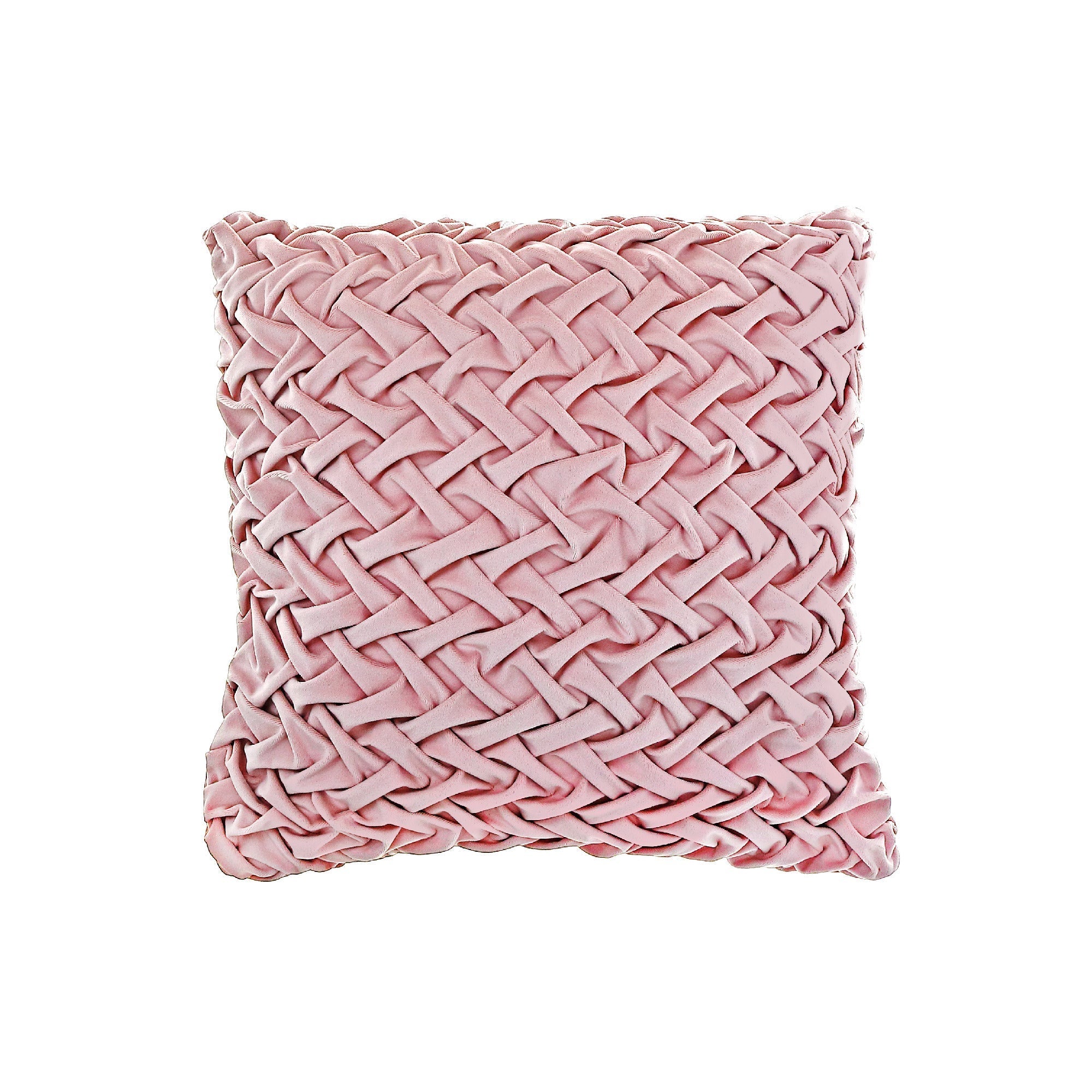 Monica Braided Cushion Pale Pink Set Of 2, 18 X 18 Inch, Decorative Throw Pillow