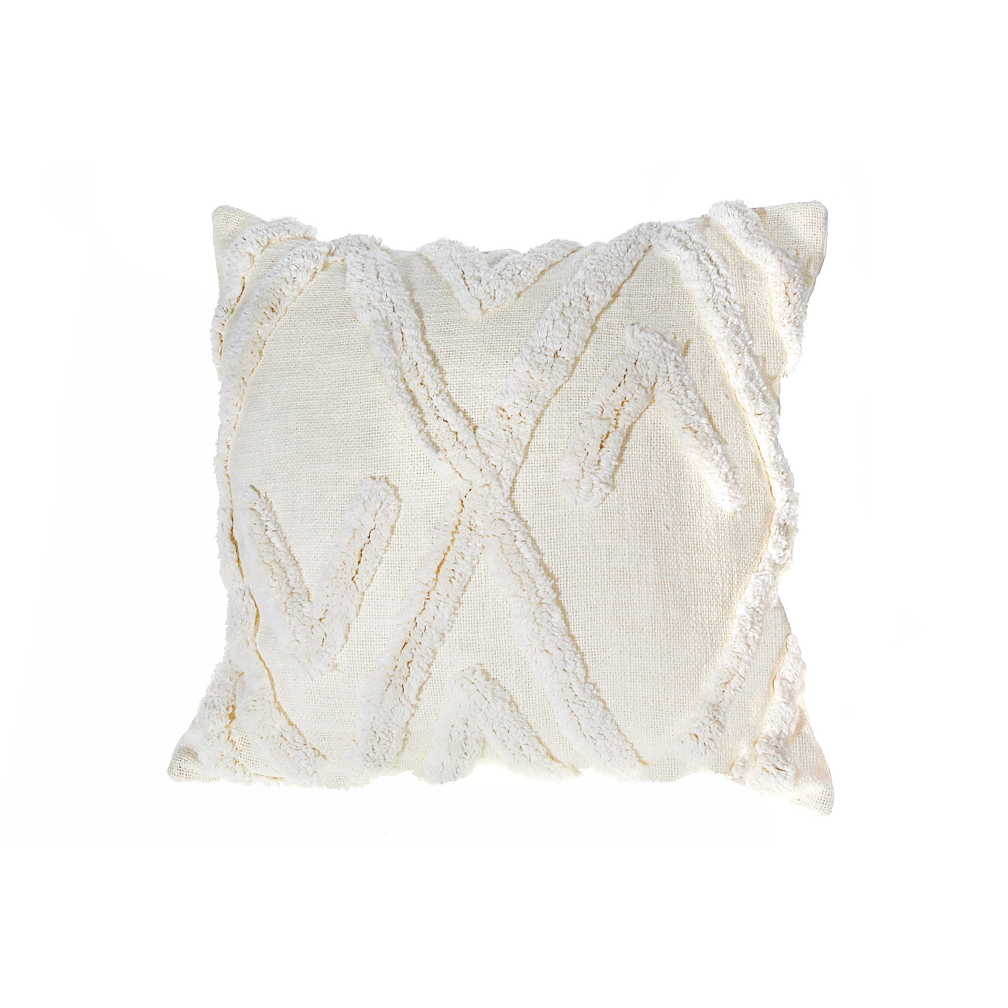Slub Cotton Ivory Cushion Arrow Set Of 2, 18 X 18 Inch, Decorative Throw Pillow