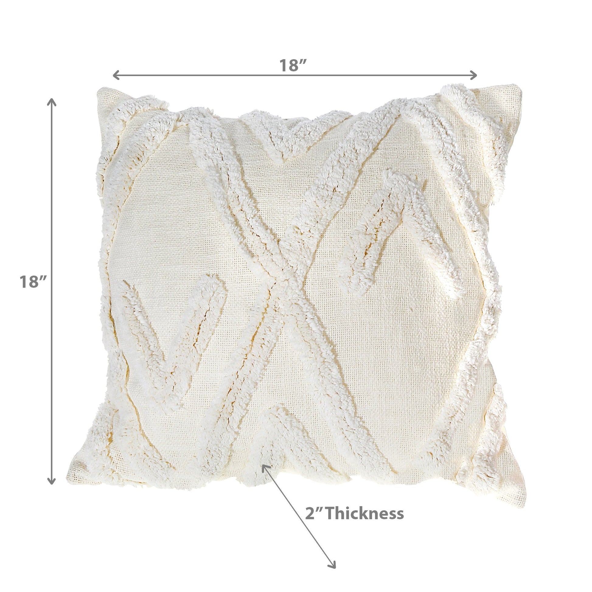 Slub Cotton Ivory Cushion Arrow 18 X 18 - Set of 2