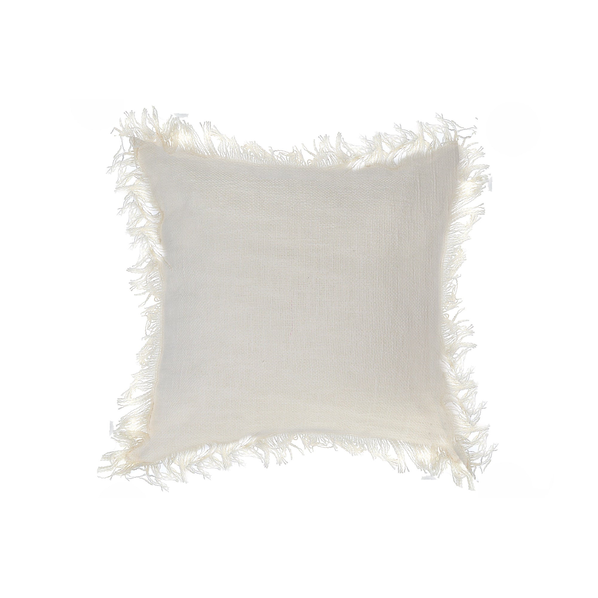 Slub Cotton Ivory Cushion Chloe Set Of 2, 18 X 18 Inch, Decorative Throw Pillow