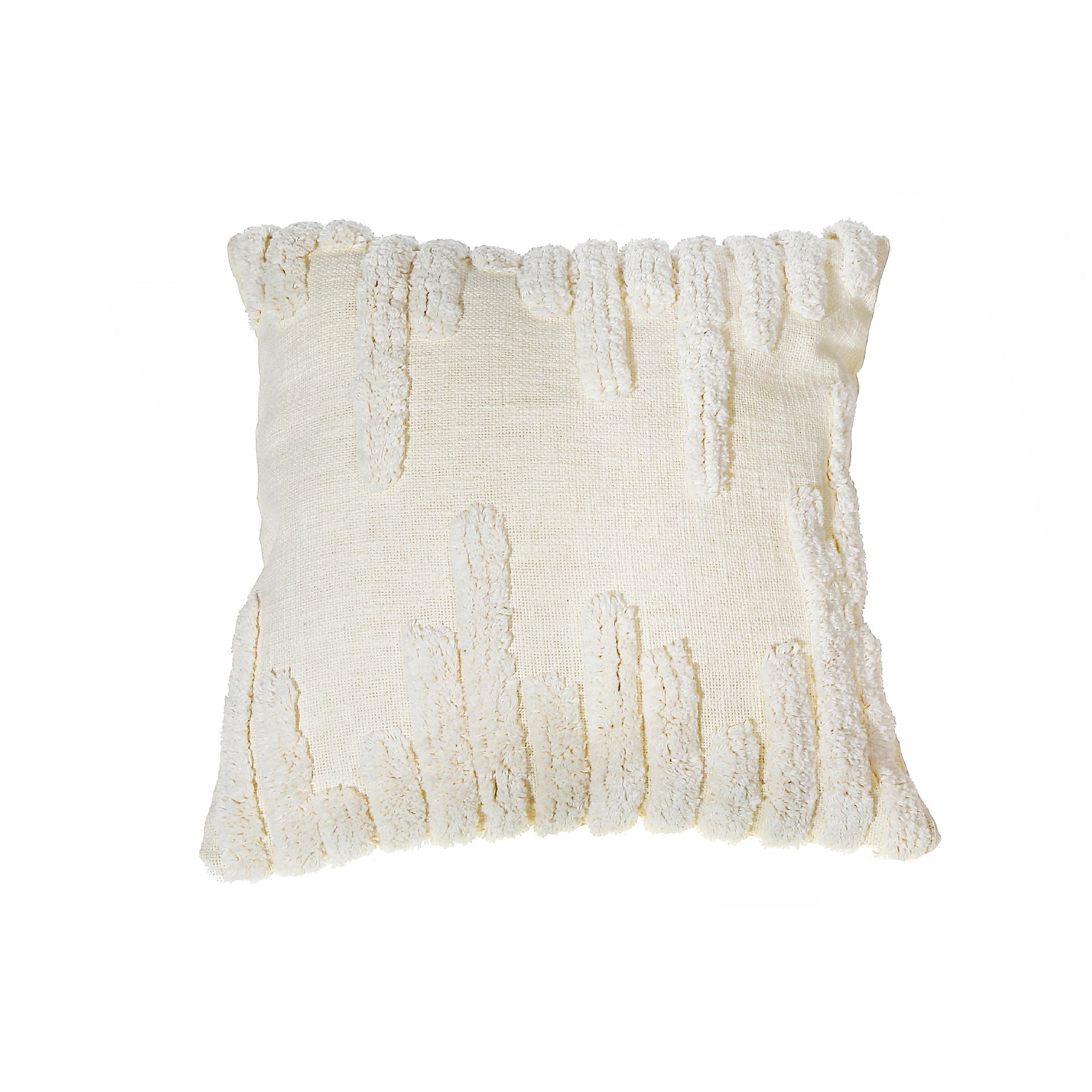 Slub Cotton Ivory Cushion Speed Set Of 2, 18 X 18 Inch, Decorative Throw Pillow, Home Accent