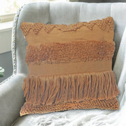 Camel Handloom Fringe Cushion Set of 2 – Decorative Throw Pillow, Home Decor