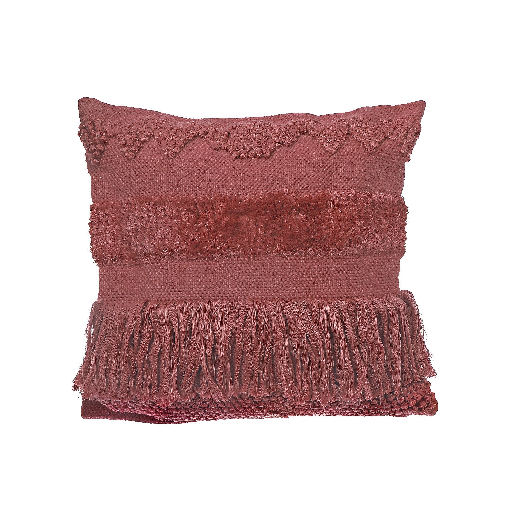 Carrot Handloom Fringe Cushion Set of 2 – Decorative Throw Pillow, Home Decor