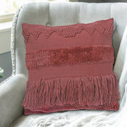 Carrot Handloom Fringe Cushion Set of 2 – Decorative Throw Pillow, Home Decor