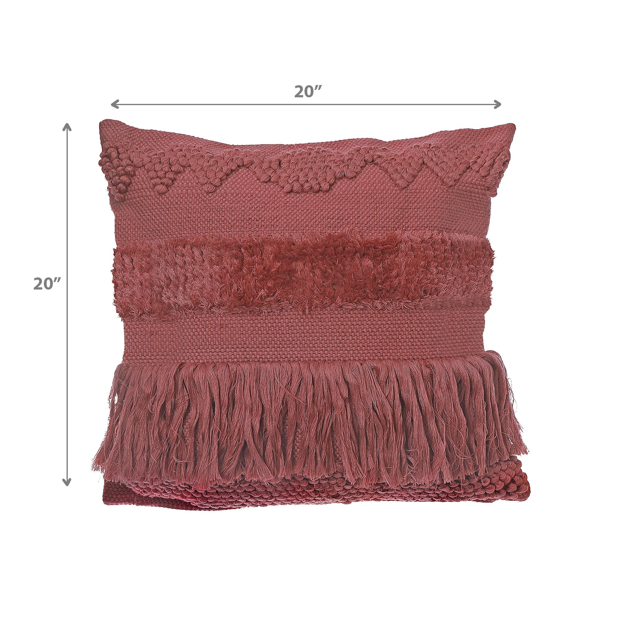 Carrot Handloom Fringe Cushion Set of 2 – Decorative Throw Pillow, Home Decor